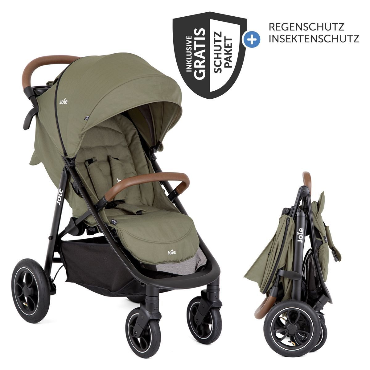 Joie Kinder-Buggy Litetrax Pro Air - Rosemary, Sportwagen mit Liegefunktion, Luftreifen & Regenschutz bis 22 kg