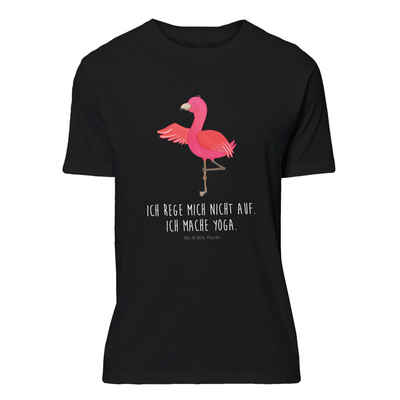 Mr. & Mrs. Panda T-Shirt Flamingo Yoga - Schwarz - Geschenk, Vogel, Lustiges T-Shirt, T-Shirt, (1-tlg)