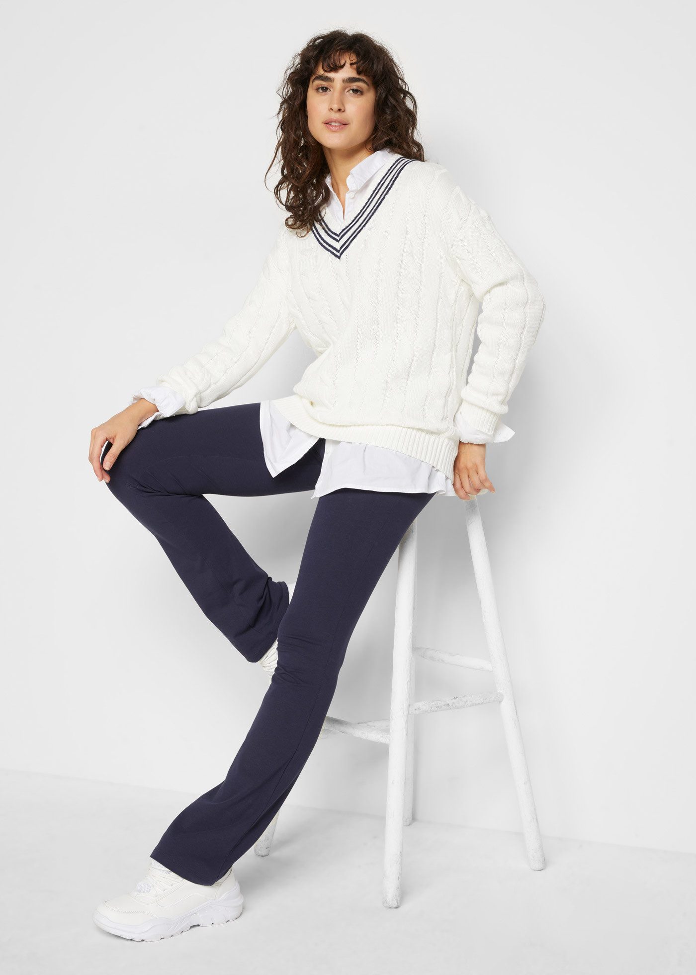 bonprix Leggings aus Baumwolle, mit elastischem Bund, Skinny Fit, unifarben
