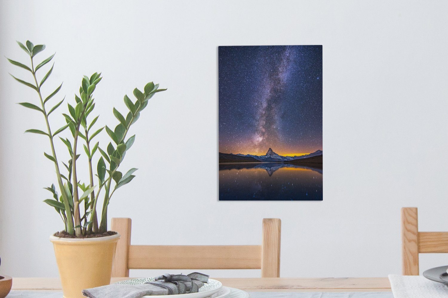 bespannt (1 bei schönen Die Leinwandbild Leinwandbild inkl. 20x30 St), OneMillionCanvasses® Milchstraße Sonnenuntergang, Gemälde, fertig cm Zackenaufhänger, einem