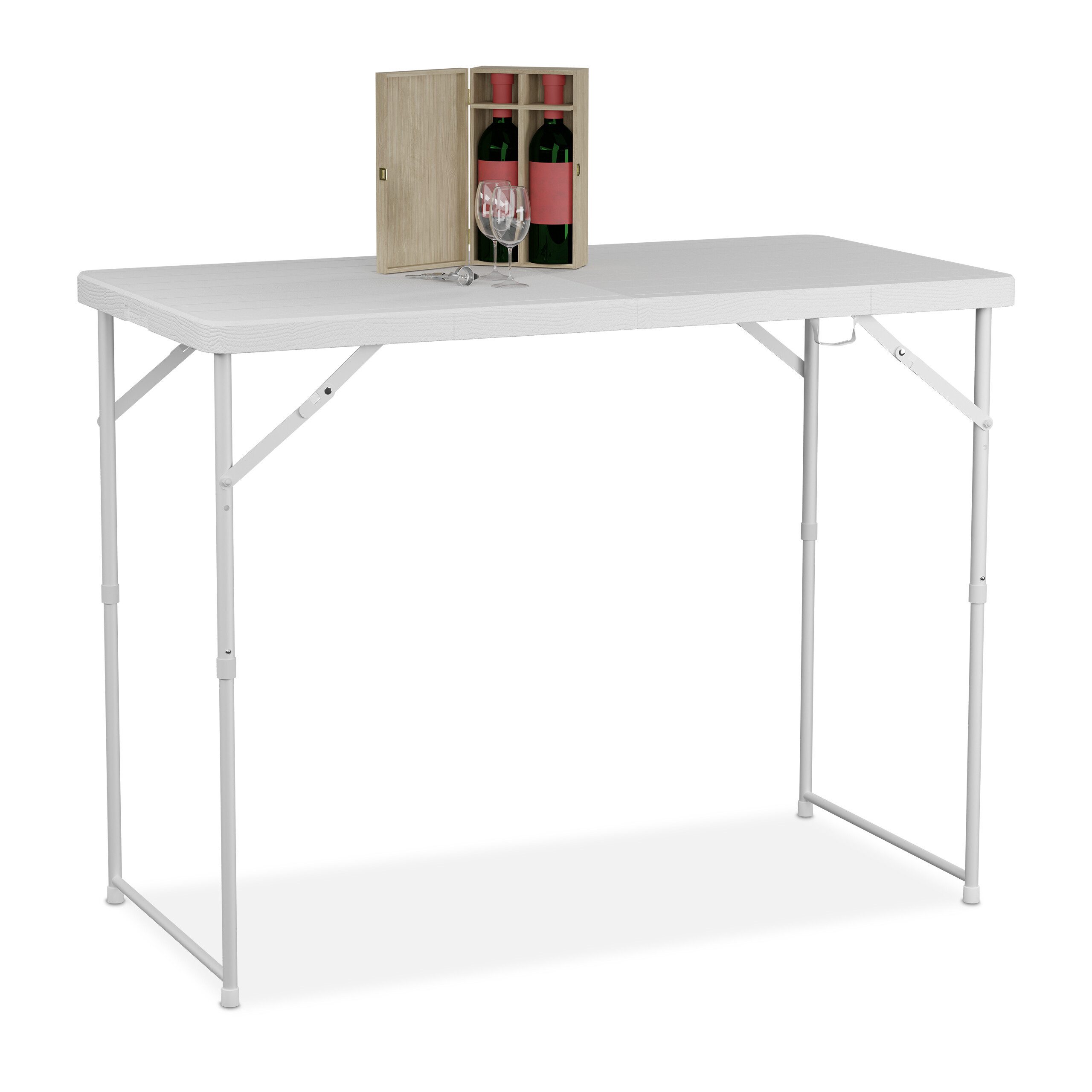relaxdays Gartentisch klappbar höhenverstellbar, Weiß günstig online kaufen
