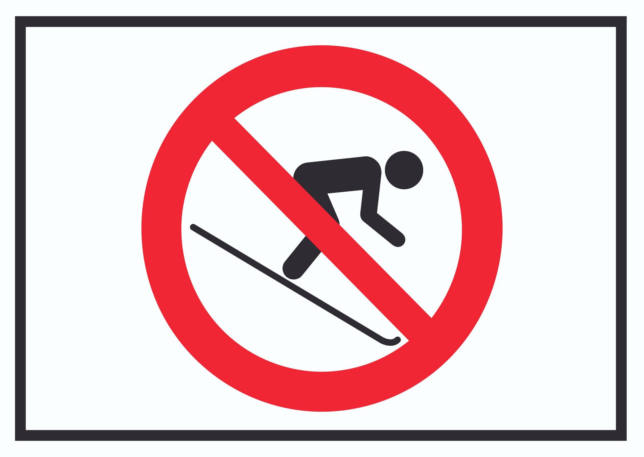 HB-Druck Hinweisschild Ski fahren verboten! Symbol Schild, wetterfest, stabil, UV-beständig, kratzfest