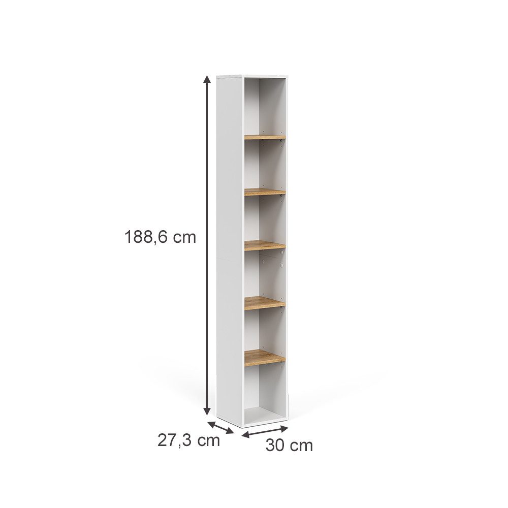 Vicco Hochschrank Viktor, Weiß/Artisan, 30 x 188.6 cm (1-St)
