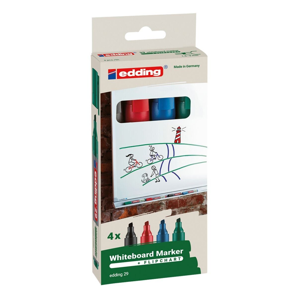 edding Whiteboard Marker 29, (4-tlg), Strichstärke 1-5 mm