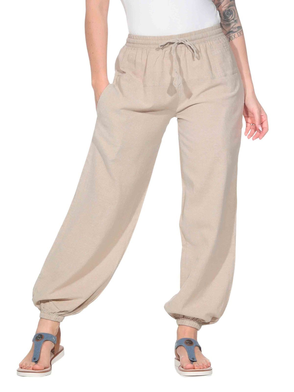 KUNST UND MAGIE Haremshose KUNST&MAGIE Damen Yoga/Pumphose Pluderhose unifarben Baumwolle lang