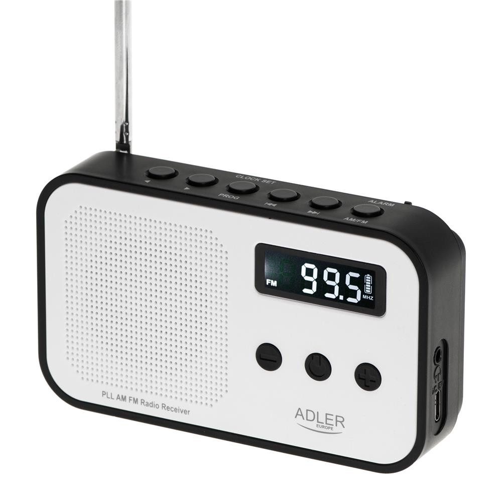 Adler AD 1907 Digitalradio (DAB) (PLL AM/FM-Digitalradio, modernes Radio, USB C, Wecker, weiß, schwarz) – Bild 2 von 5