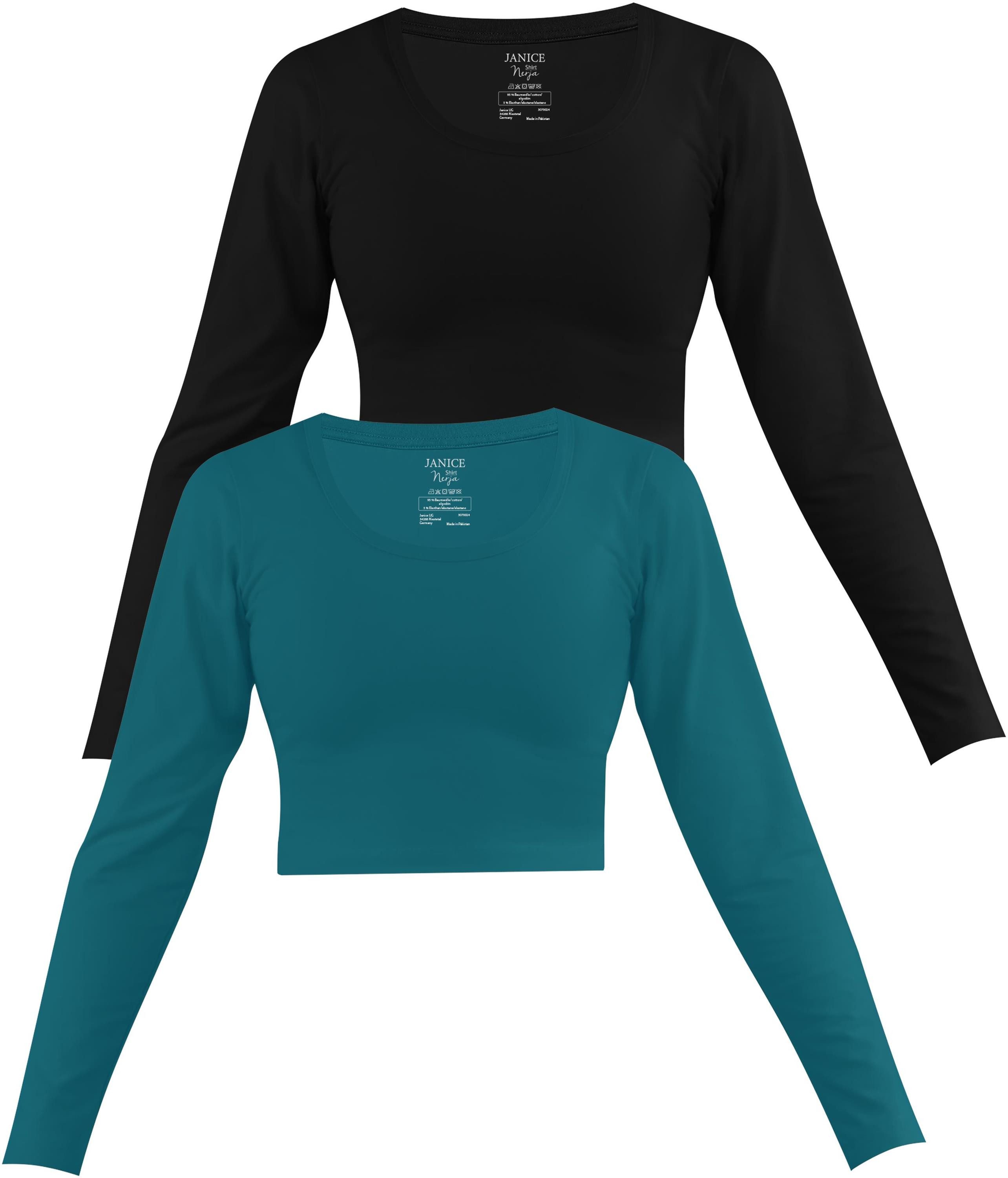 Janice Langarmshirt 2 x Damen crop Langarmshirt Nerja Kurzer Pullover aus B günstig online kaufen