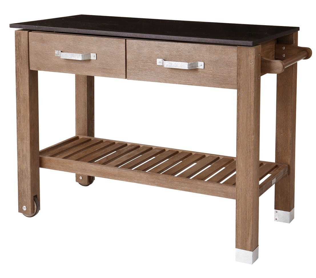 Dehner Pflanztisch Premium Gartenarbeitstisch Windsor, 110 x 55 x 84 cm, Akazie / Granit, langlebig, aus FSC®-zertifiziertem Holz