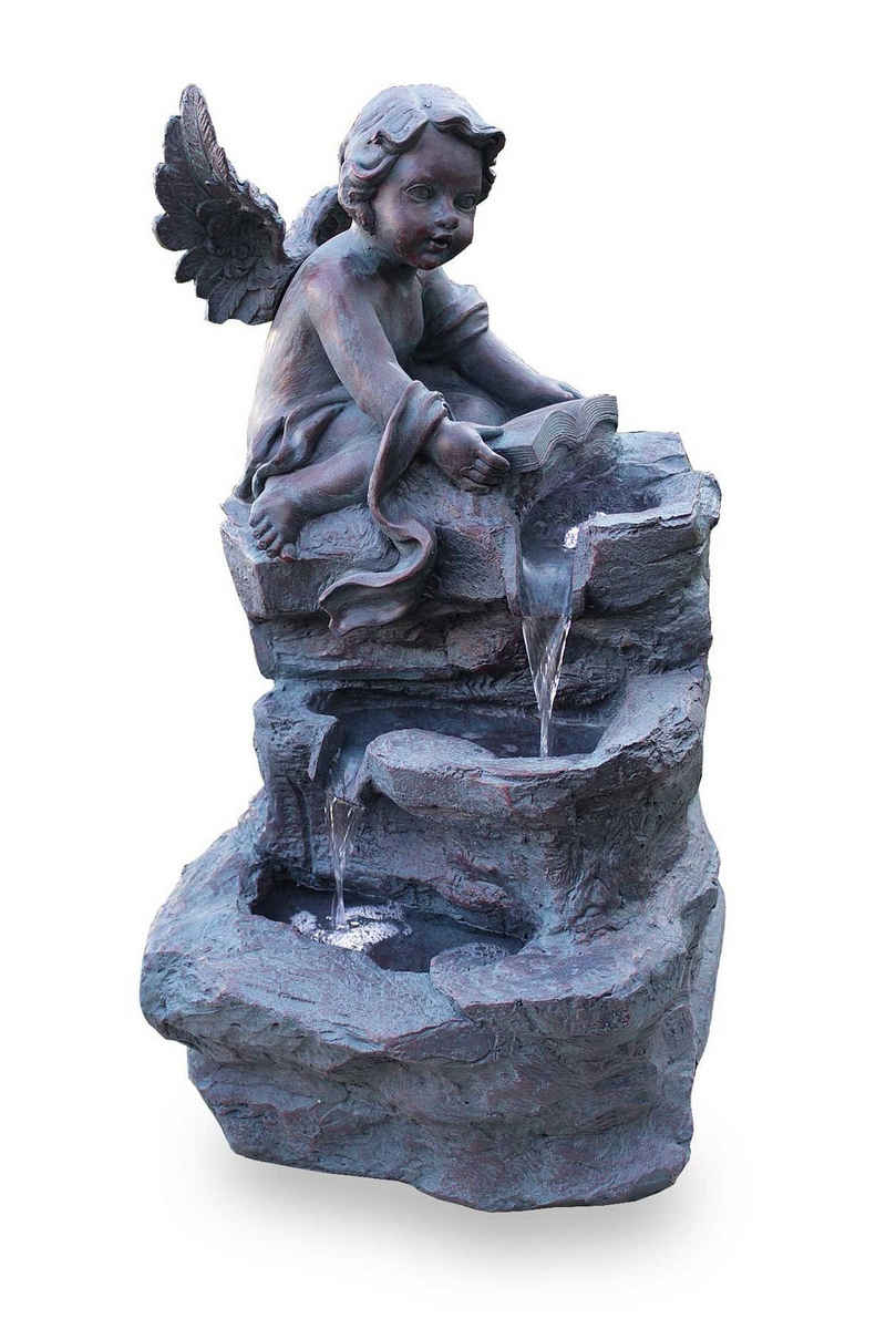 Kiom Gartenbrunnen »Springbrunnen Figurenbrunnen FoAngelo Led 74 cm«, 42 cm Breite