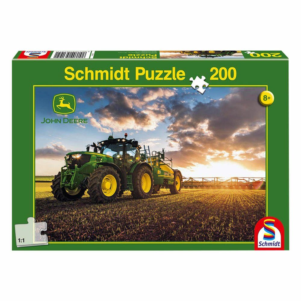 Schmidt Spiele Puzzle John Deere Traktor 6150R mit Güllefass, 200 Puzzleteile