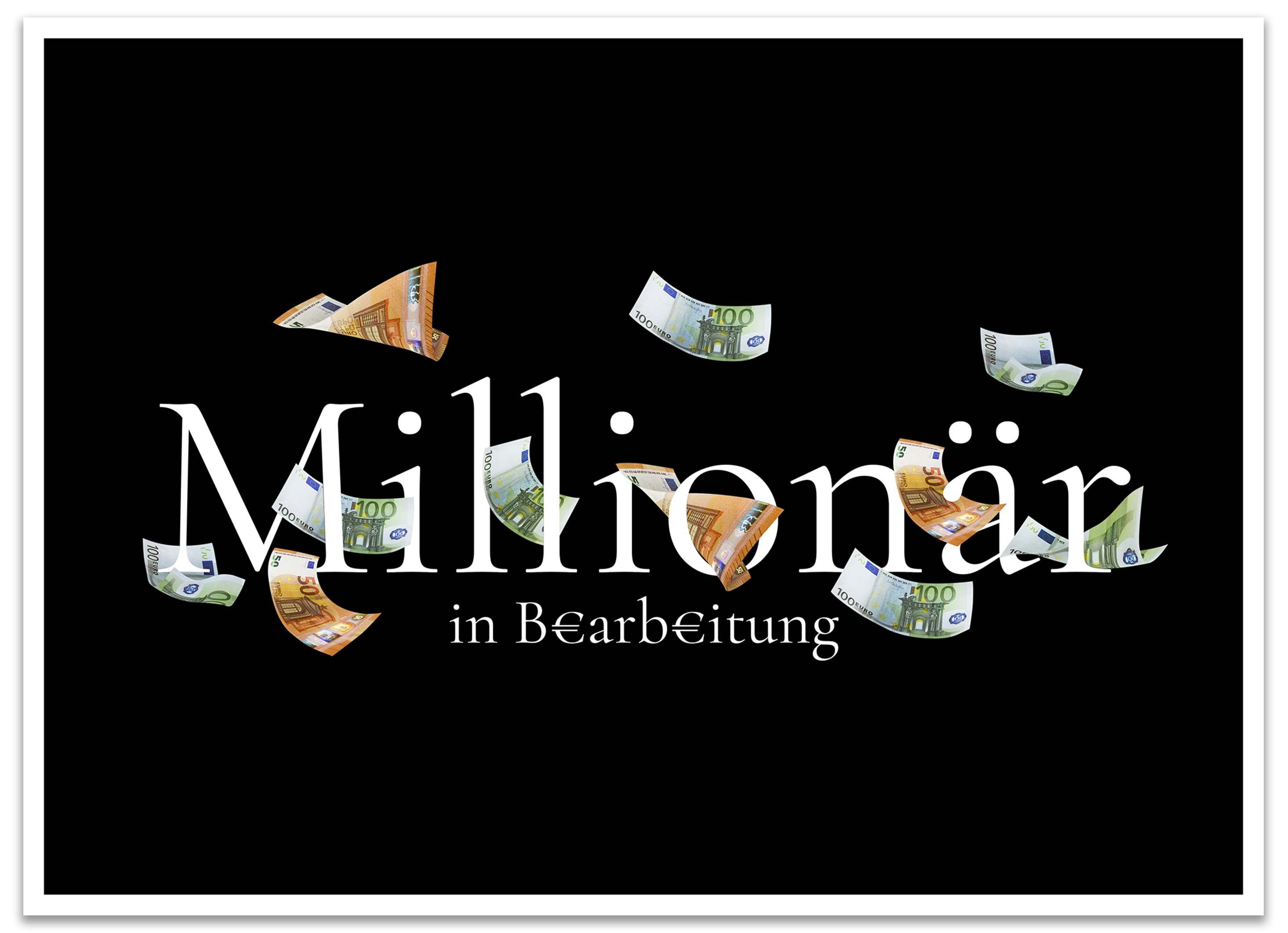 wandmotiv24 Poster Millionär, Spruch, Motivation, Sprüche (1 St