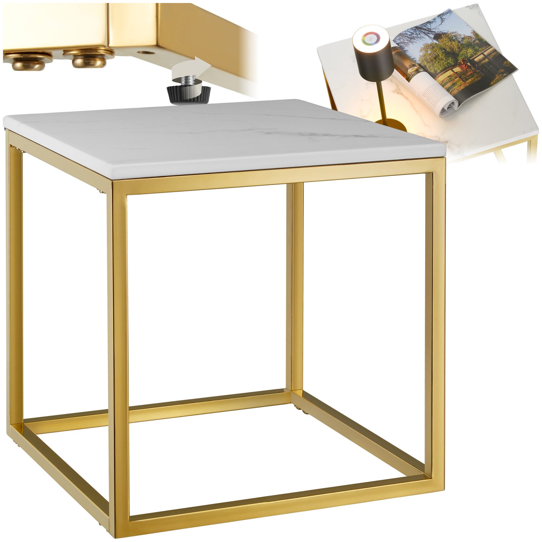 tectake Beistelltisch Marmor-Beistelltisch (1-St., Komplettset), Moderner, günstig online kaufen
