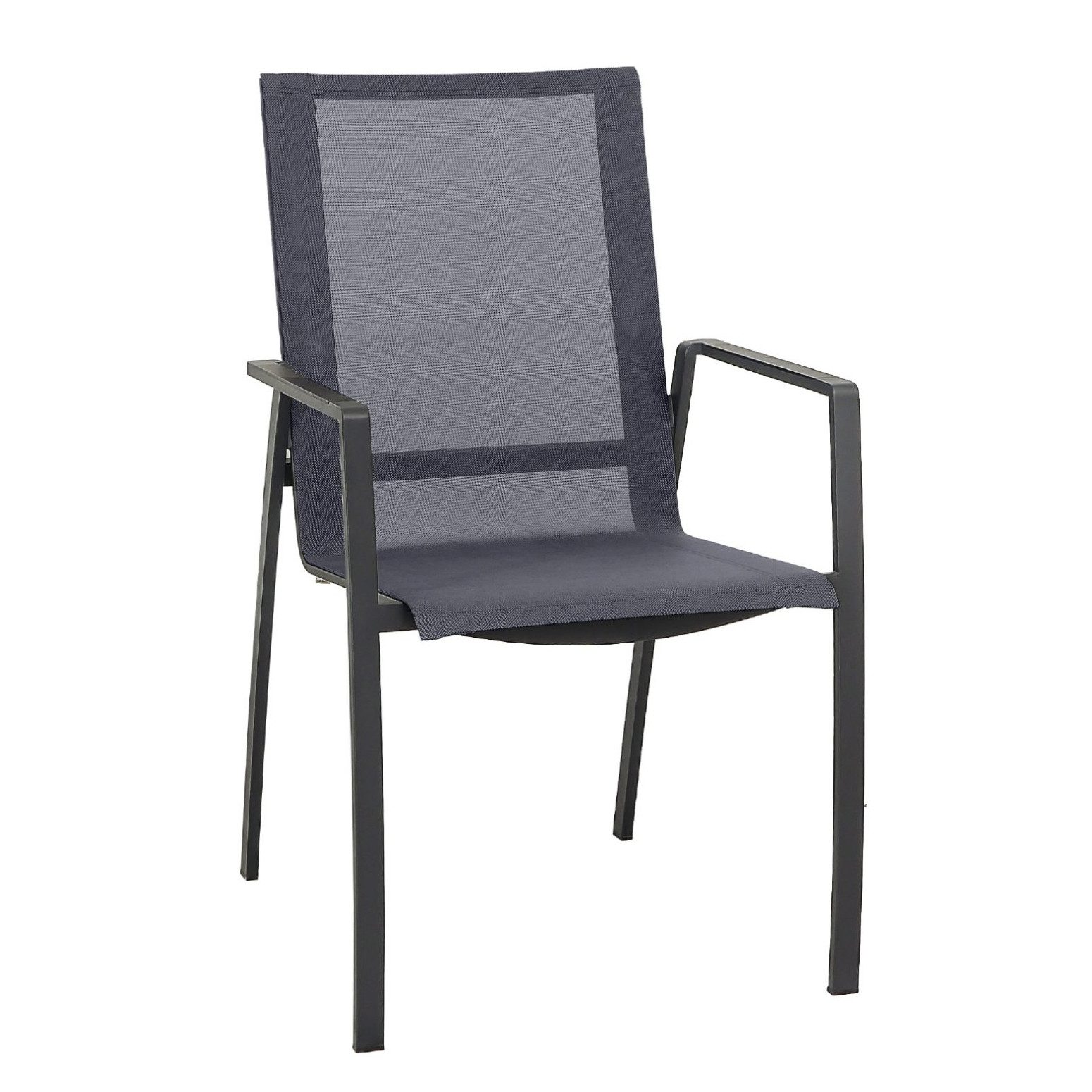 CASA DOMA Gartenstuhl Mineo, Stapelstuhl Edelstahl anthrazit/Sunproof®, Armlehnen Alu-Einlage