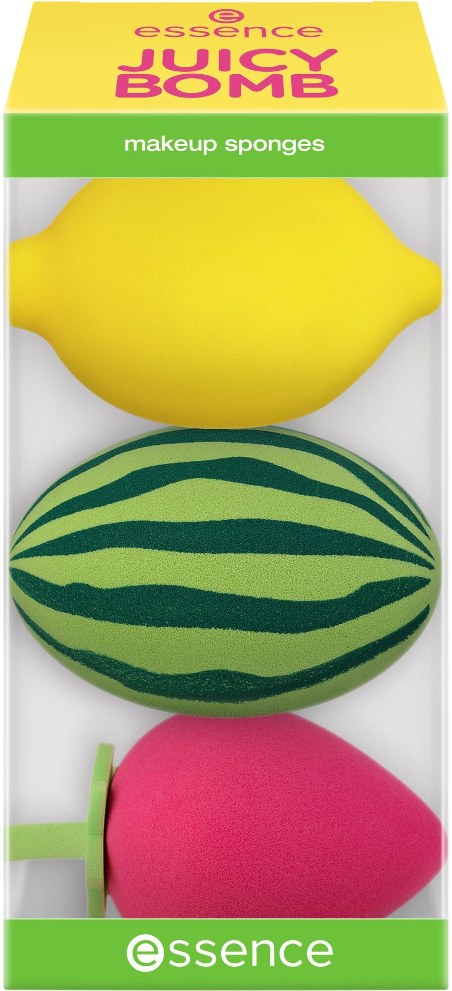 Essence Make-up Schwamm JUICY BOMB PARTY makeup sponges, Set, 5 tlg., Präzises Verblenden von cremigen und pudrigen Texturen, weich.