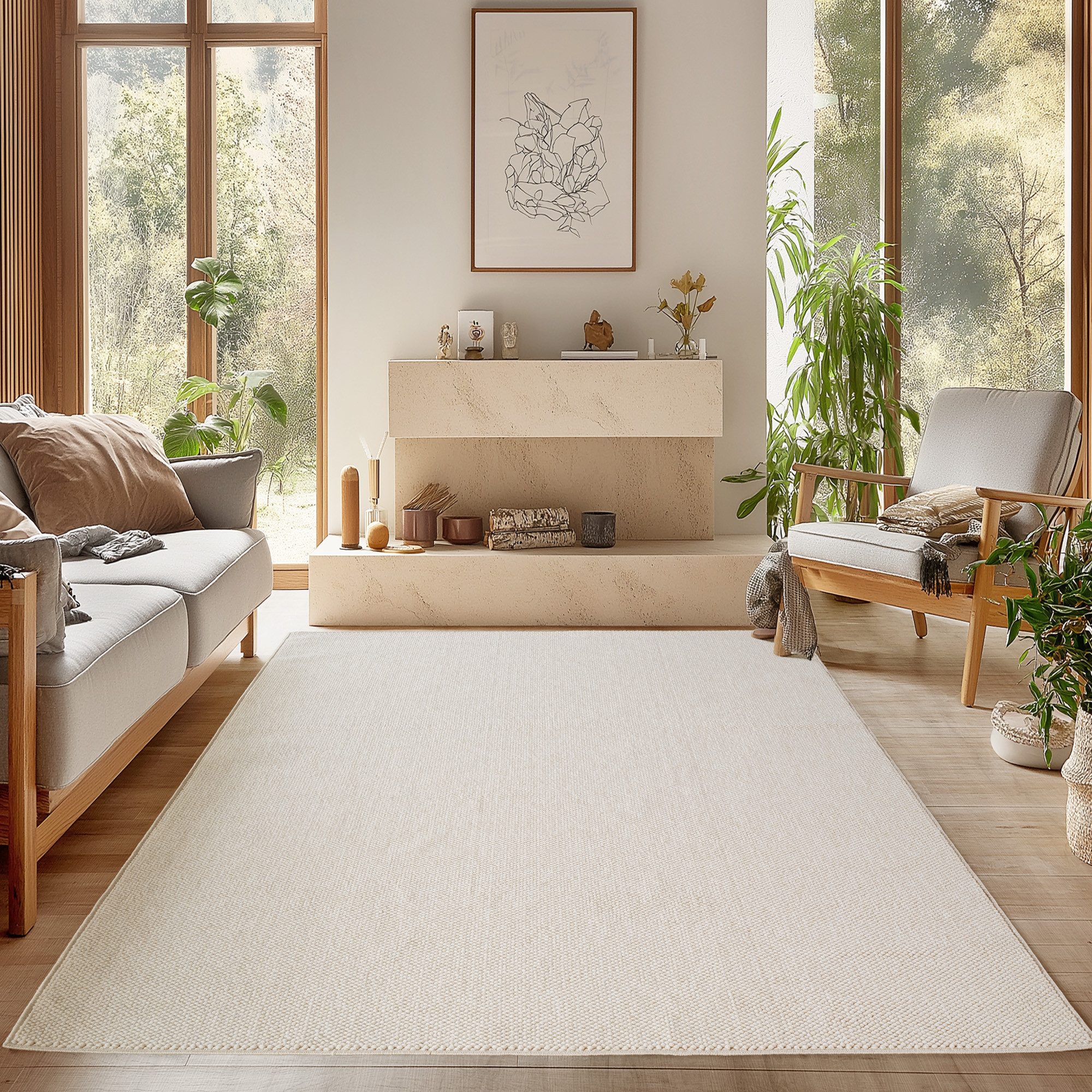 SIMPEX24 Designteppich Einfarbig Boucle Loop, Rechteckig, Höhe: 7 mm, Teppi günstig online kaufen