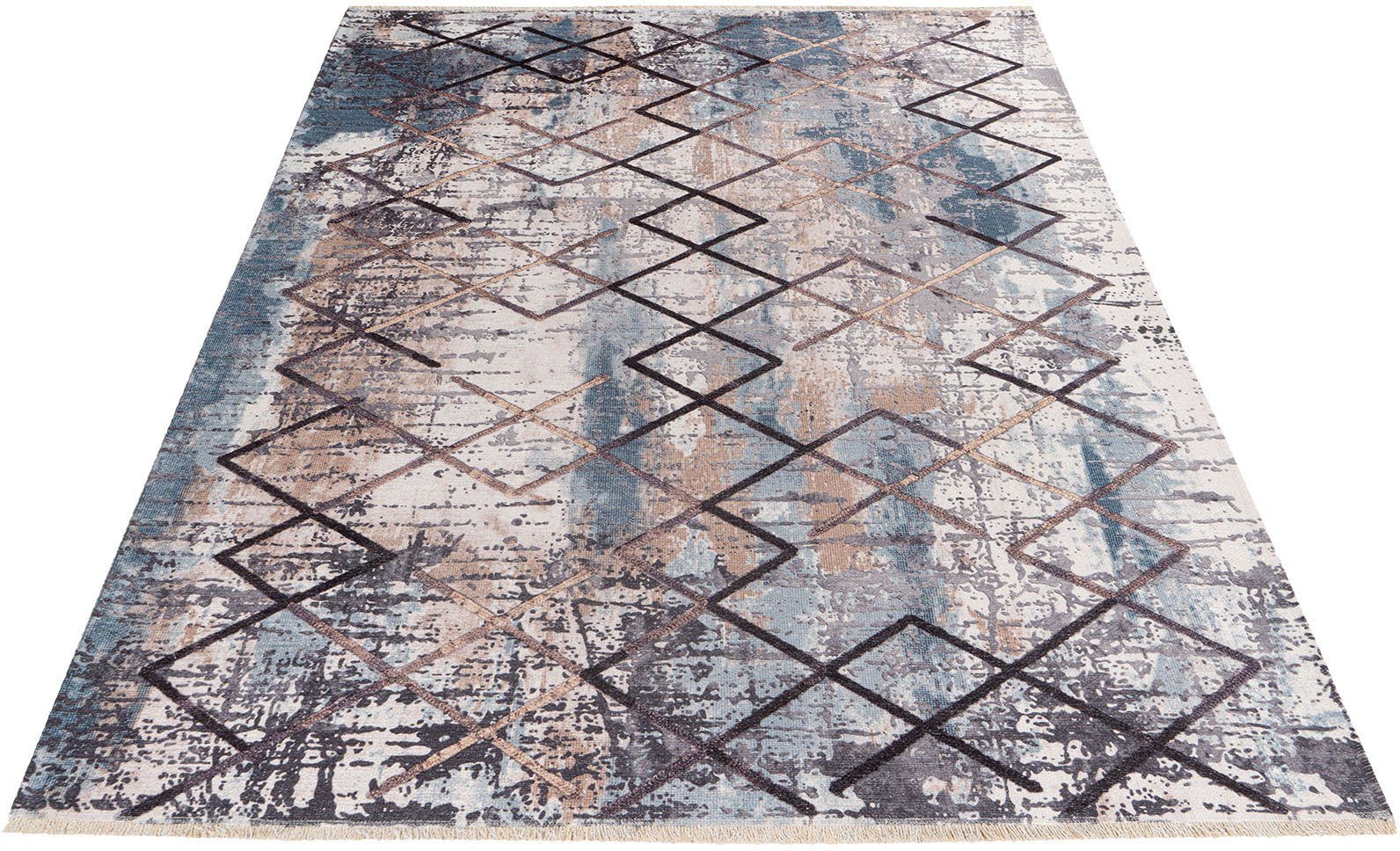 Obsession Teppich My Valencia 360, rechteckig, Höhe: 6 mm, recycelte Materialien, modernes Design, mit Fransen, waschbar