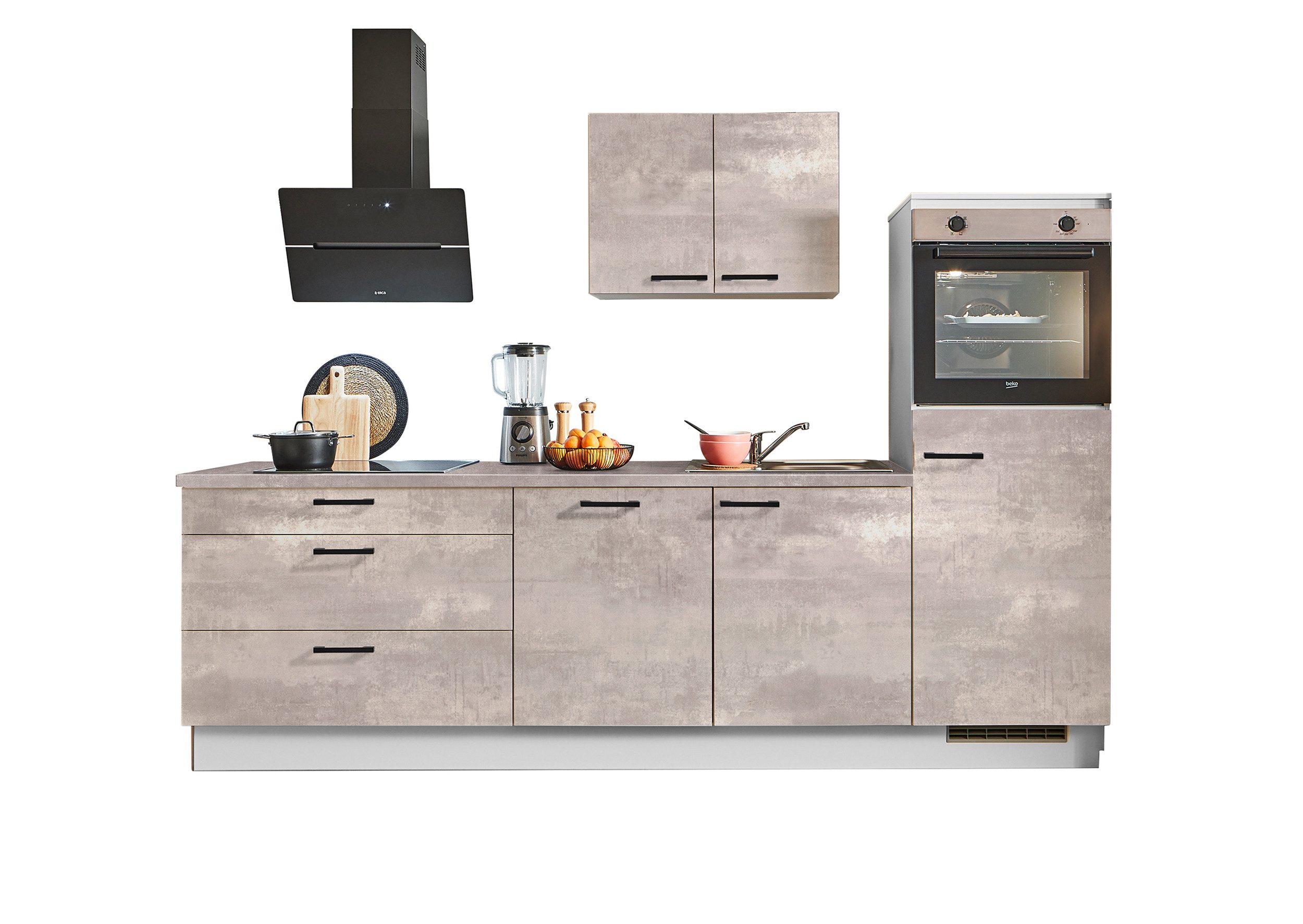 pino Küchenzeile Helsinki, individuell anpassbar, gratis Küchenplanung mit Profis, (Breite 260cm), vormontiert, wahlw. mit E-Geräten, Preis inkl. Lieferung & Montage