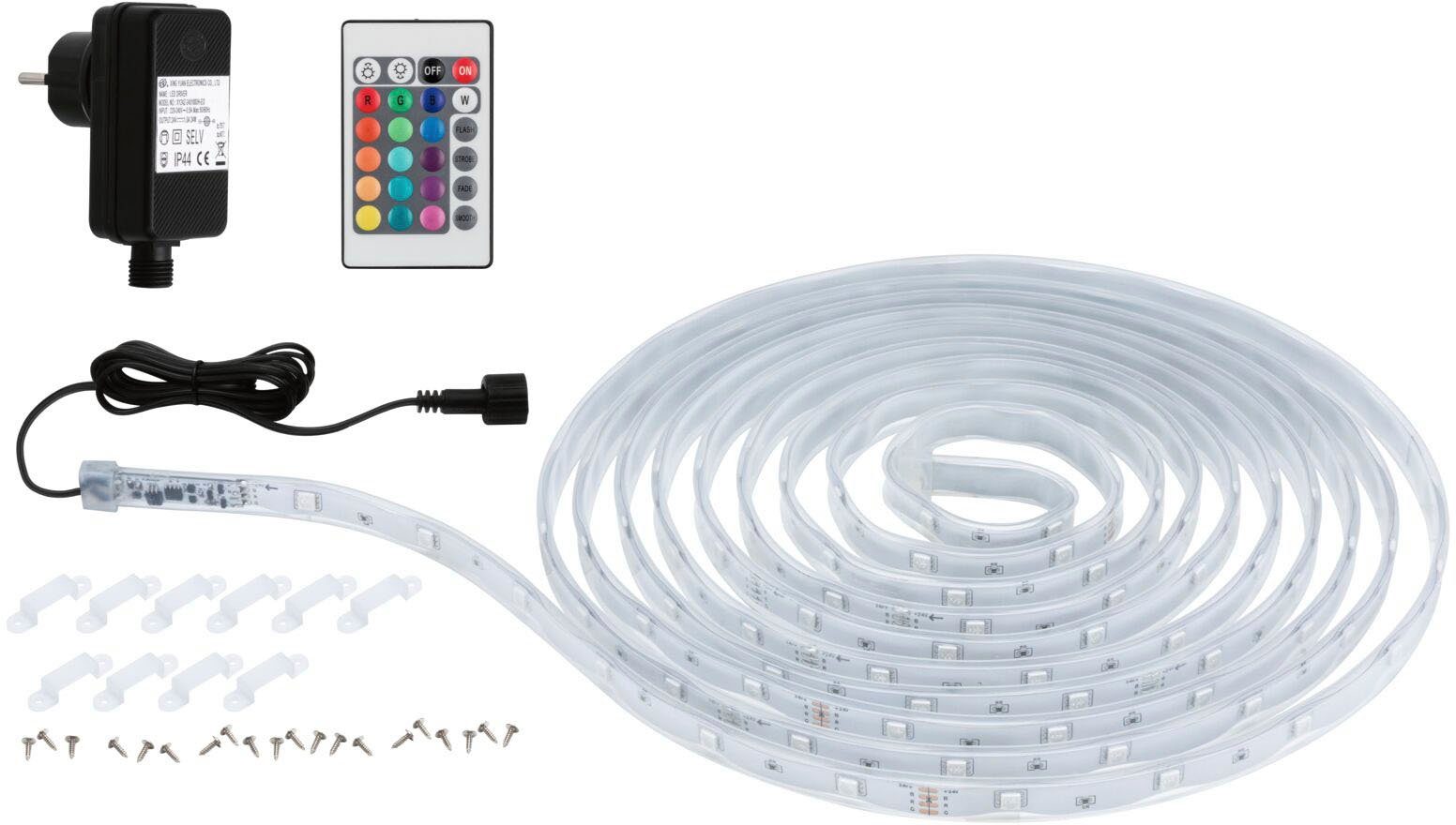 Paulmann LED-Streifen SimpLED Outdoor Basisset 5m IP44 13W 45lm/m RGB  beschichtet, 1-flammig, Durch den IP44 Schutz ist die Leuchte  spritzwassergeschützt | LED-Stripes