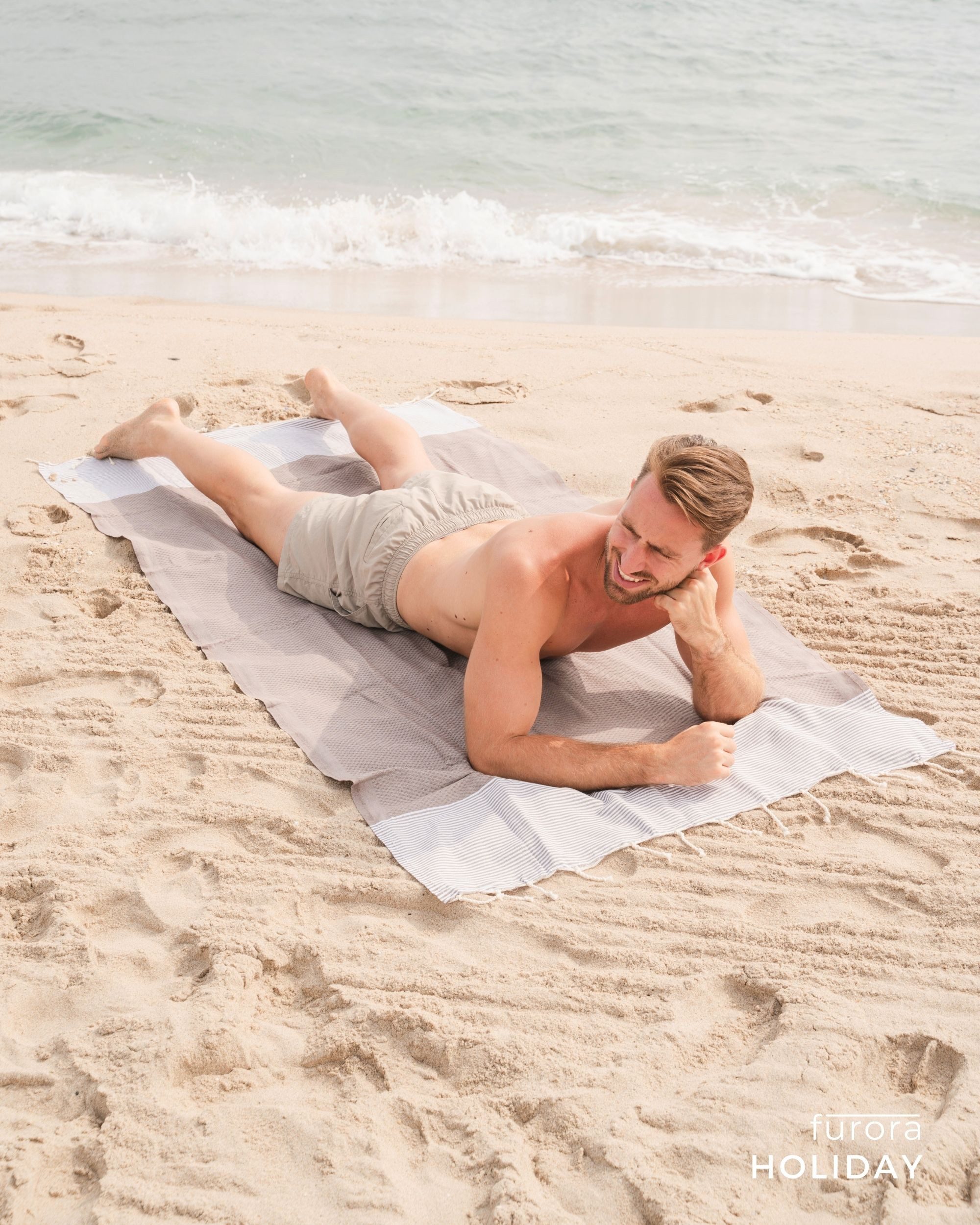 furora HOLIDAY Saunatuch Strandtuch Hamamtuch: groß 100x200 cm Saunatuch, Strandhandtuch dünn, Strandtuch Saunatuch aus 100% Baumwolle Strandtuch Set – Bild 5 von 5