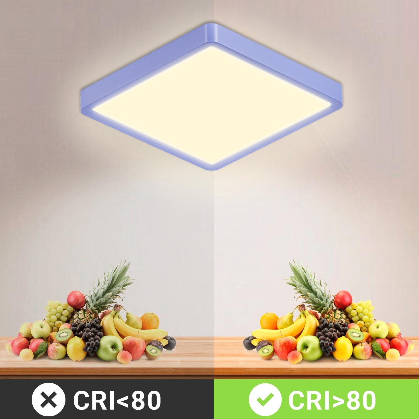 LQWELL LED Deckenleuchte Ultradünne runde LED-Deckenleuchte, flach, 18W, natürliches Licht, LED fest integriert, Warmweiß (3000K)/ Neutralweiß (4000K)/ Kaltweiß (6500K), augenschonende Deckenbeleuchtung, für Wohnzimmer Badezimmer Schlafzimmer Küche Balkon Keller Büro