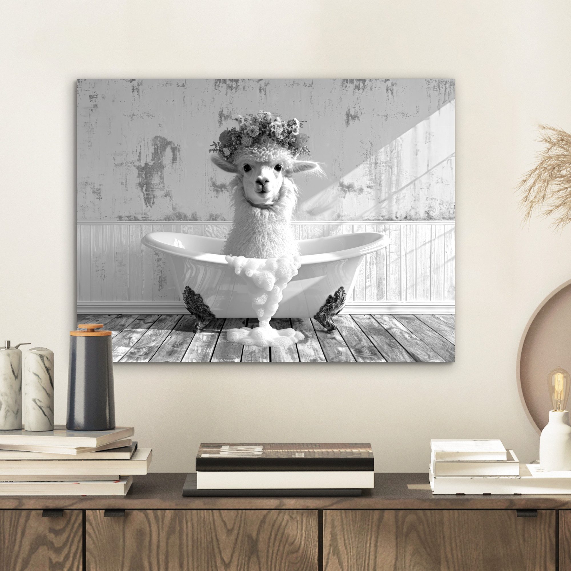MuchoWow Metallbild Alpaka - Blumen - günstig online kaufen