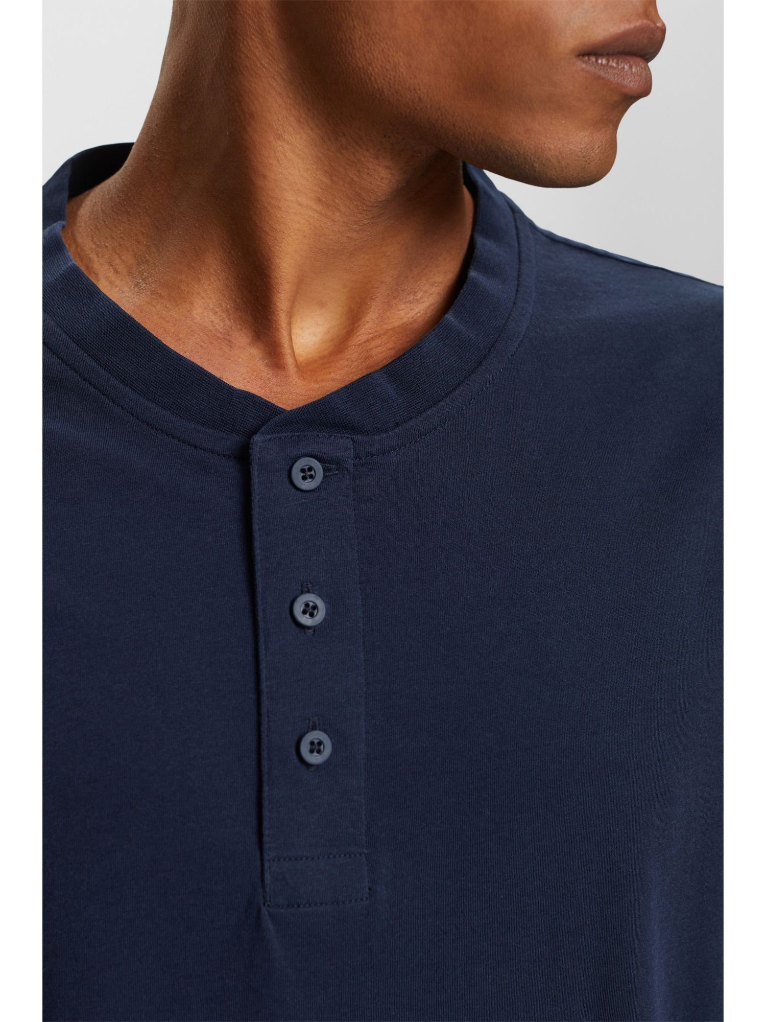 Baumwolle NAVY (1-tlg) Esprit T-Shirt by 100 % Henley-T-Shirt, edc
