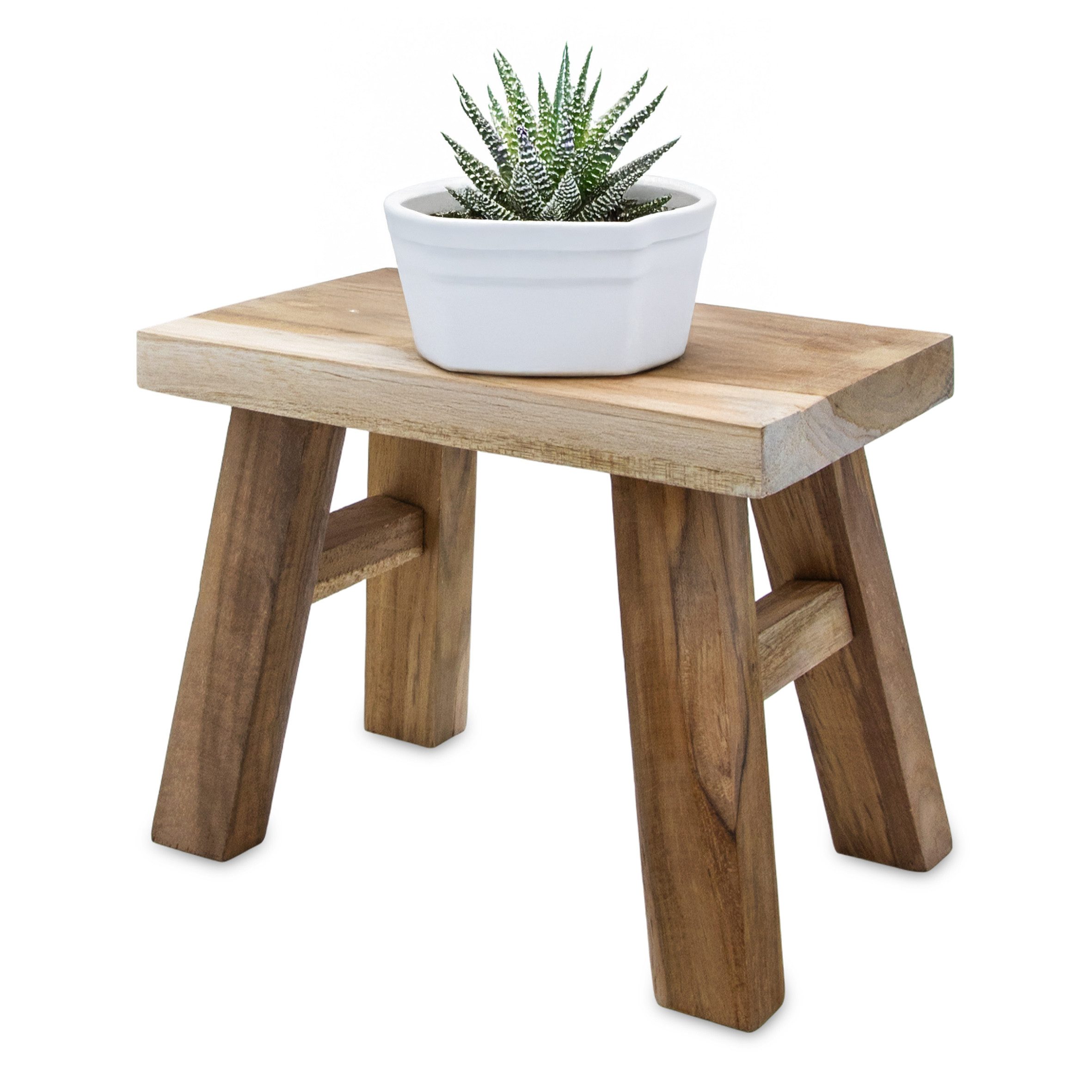 Spetebo Blumenhocker Teakholz Blumensitzbank natur rechteckig (Anzahl, 1 St., Stück), Vielseitig einsetzbar