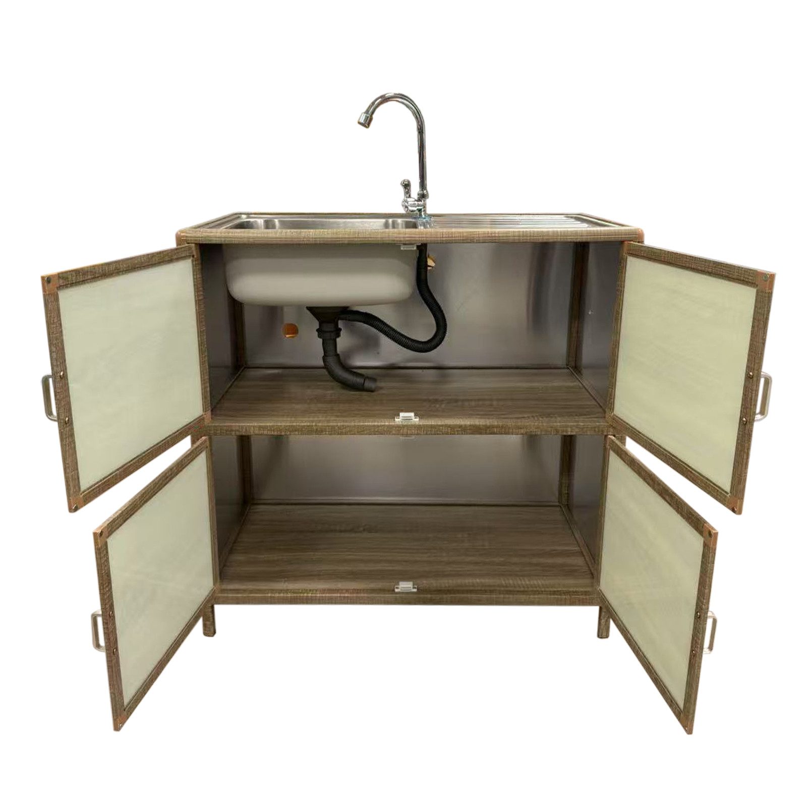 HTI-Living Küchenspüle Spüle mit Abtropfläche und Unterschrank, 83/43 cm, (Stück, 1 St., 1 Outdoorspüle), für Garten und Camping mit Edelstahl-Armatur