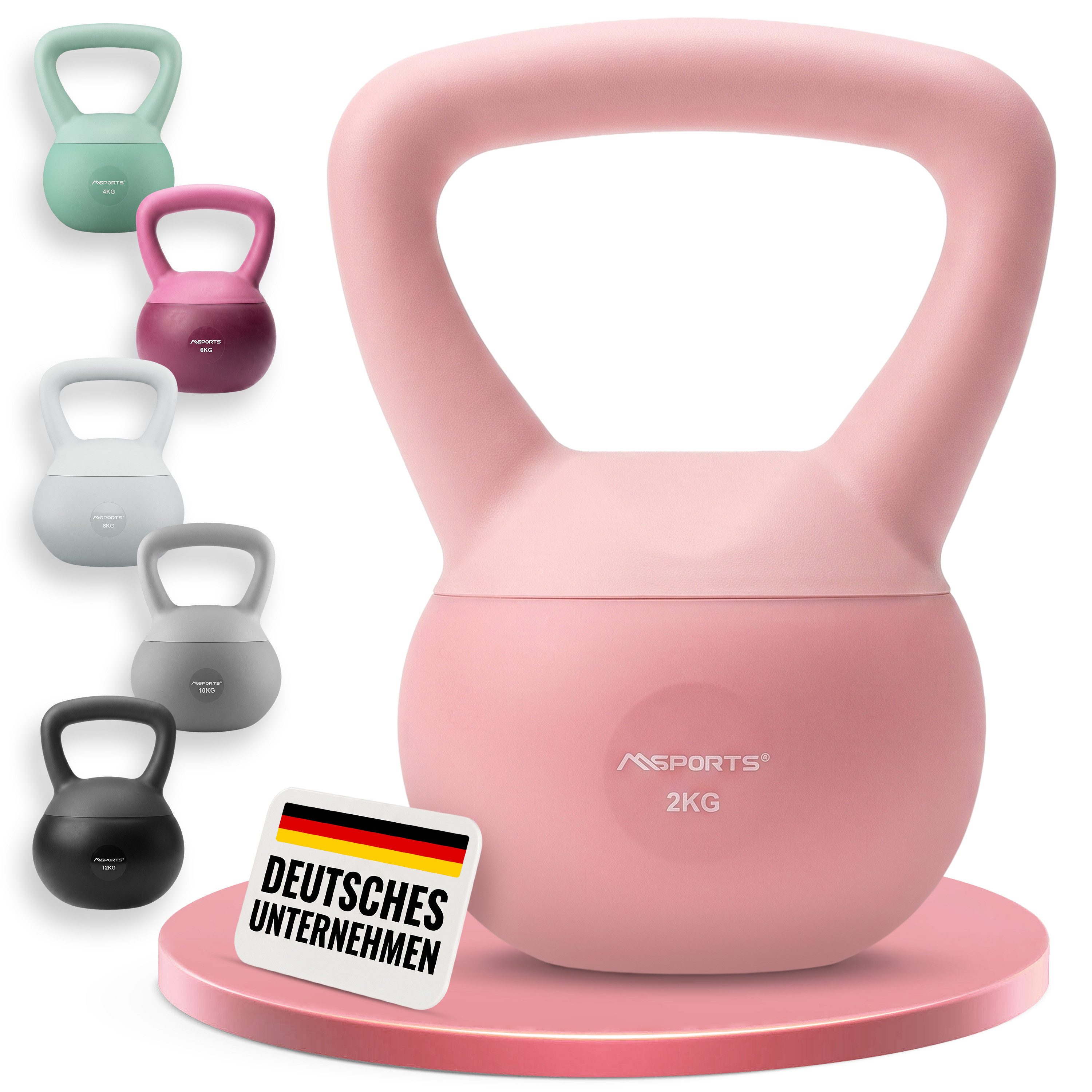 MSports® Kettlebell Soft Kettlebell Premium – Bodenschonende Kugelhantel fürs Home Gym