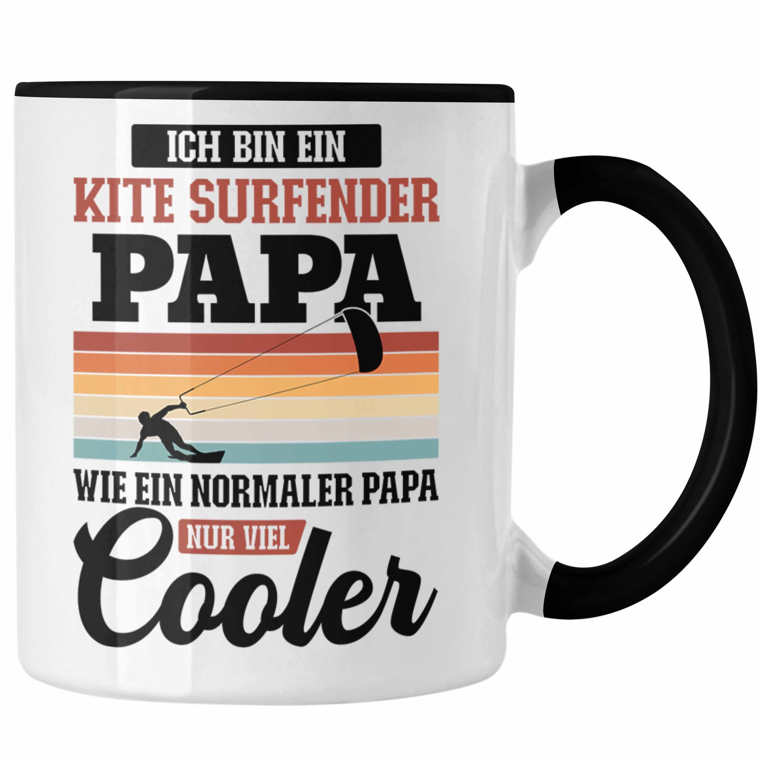 Trendation Tasse Trendation - Kitesurf Papa Kitesurfen Geschenk Tasse Vater Kite Surfender Papa Kitesurfing Schwarz