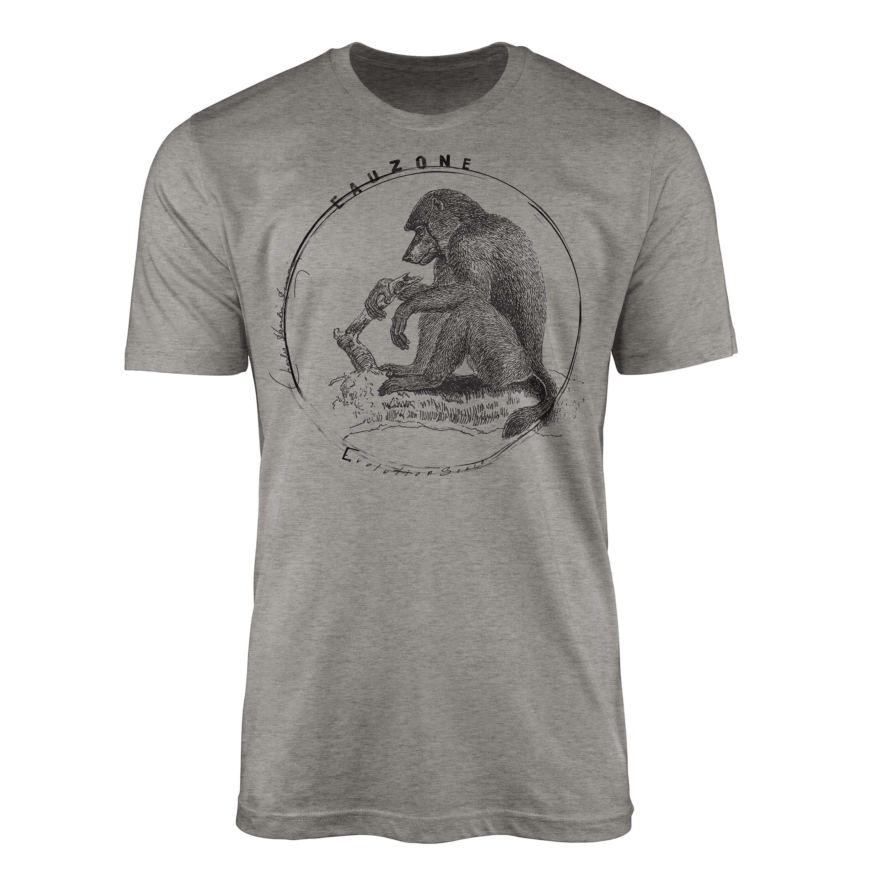 Herren Ash T-Shirt T-Shirt Sinus Art Pavian Evolution