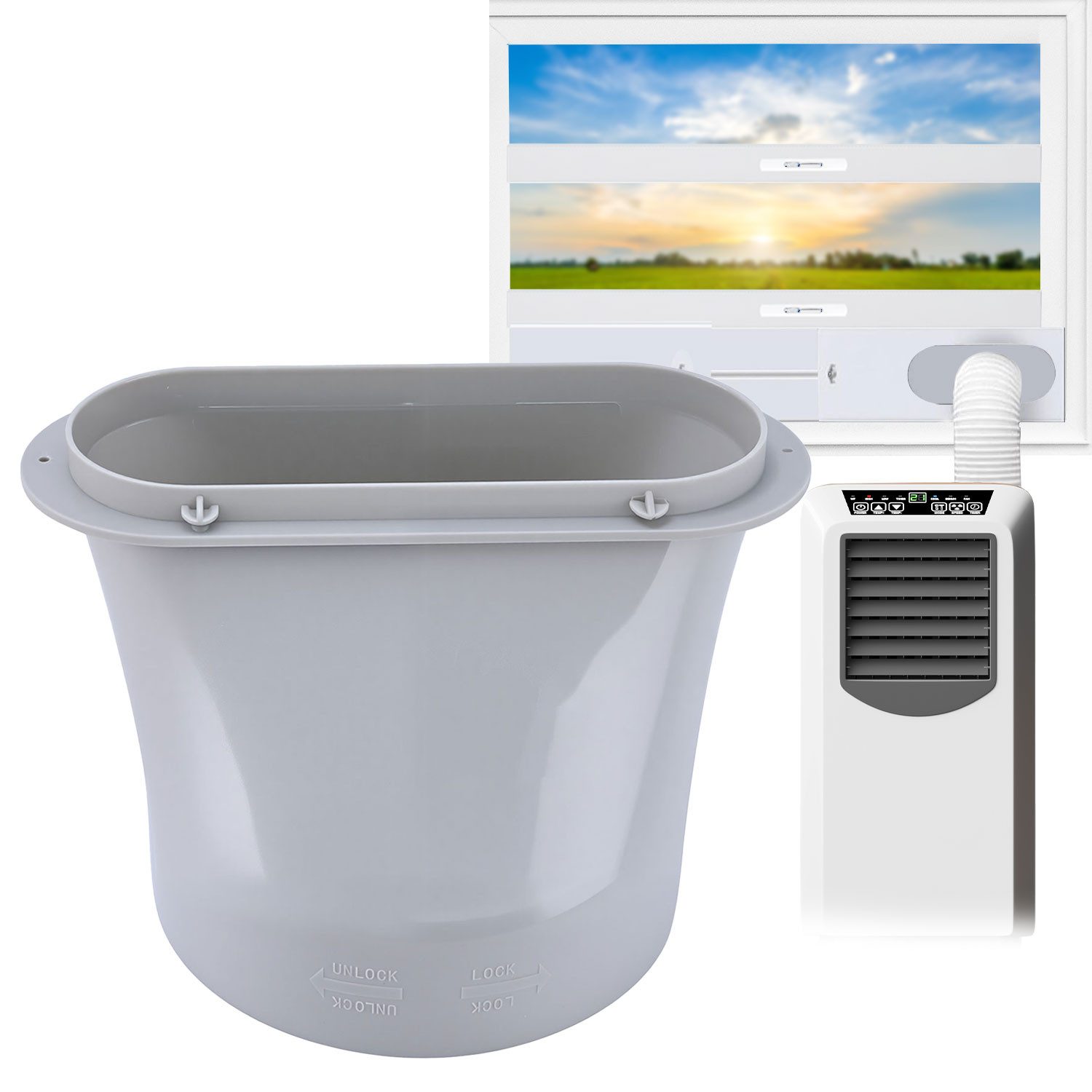 shop'n smile ideoon Schlauchadapter Fenster-Adapter für mobile Klimaanlagen (15,5 cm Abluftschlauch), Für maximale Kühleffizienz