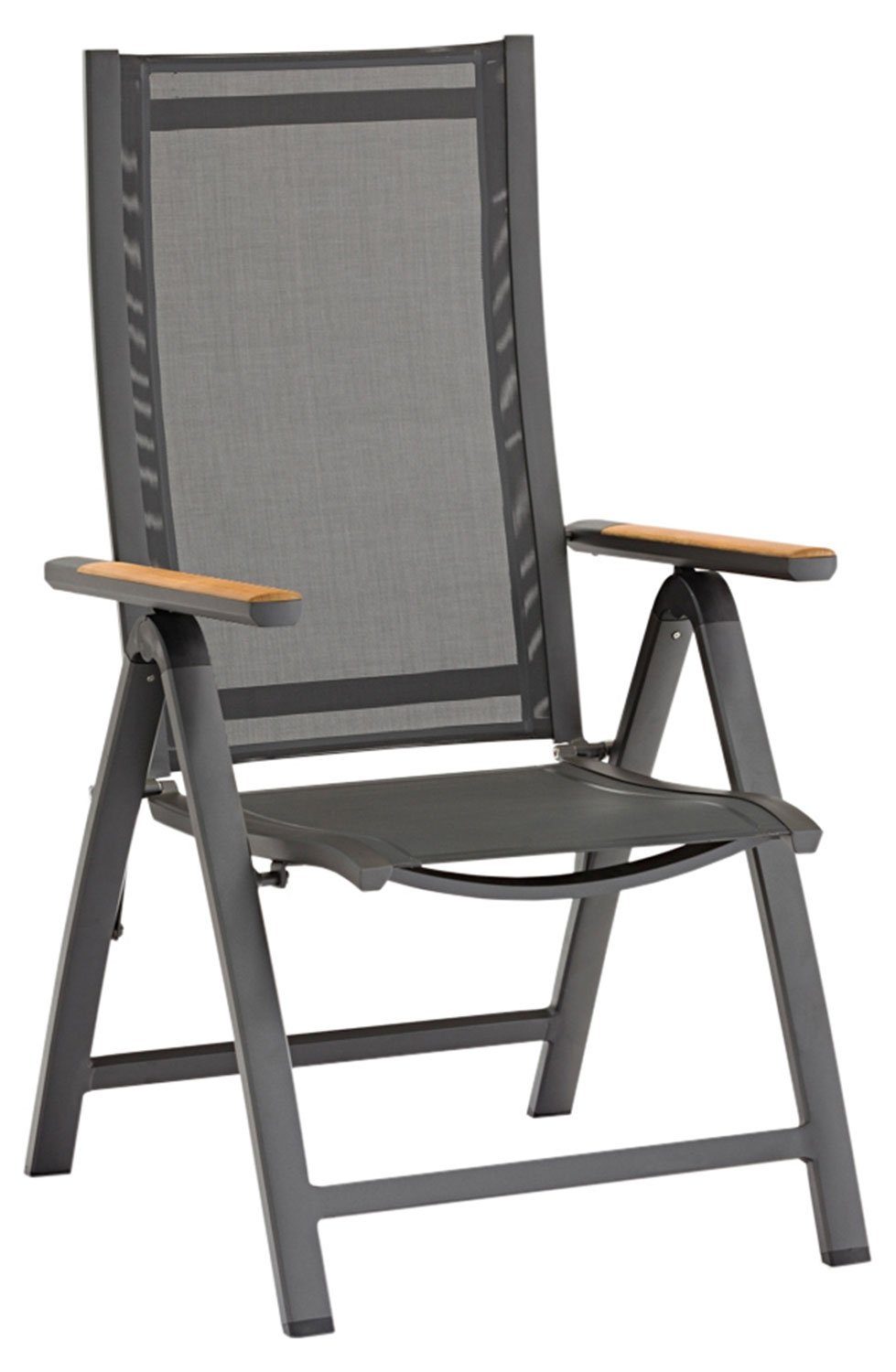 Möbel verstellbar B ZEBRA Textilen, Gartenstuhl 60 Karbon-Grau, cm, FLY, klappbar, Aluminium,