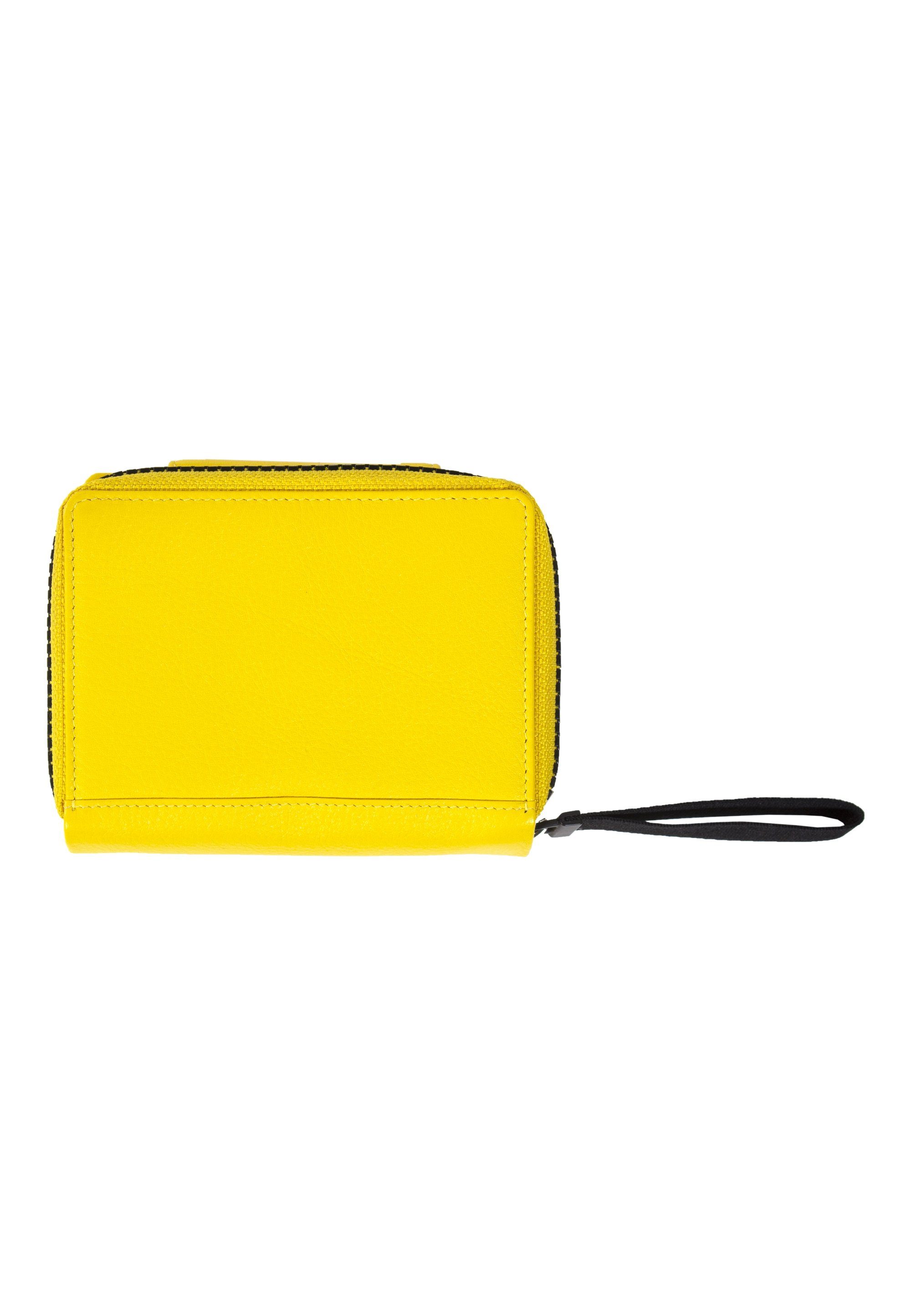 stylischem Braun Geldbörse Büffel ZIP-Band CAPRI, Yellow mit