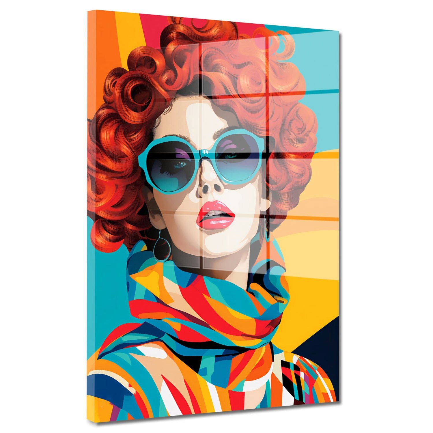 Artedinoi Acrylglasbild Coole Frauen Acrylglasbild Wandbild Retro Pop Art Portrait Bunt XXL, Selbstbewusste Frauenporträts im Retro-Comic-Stil.