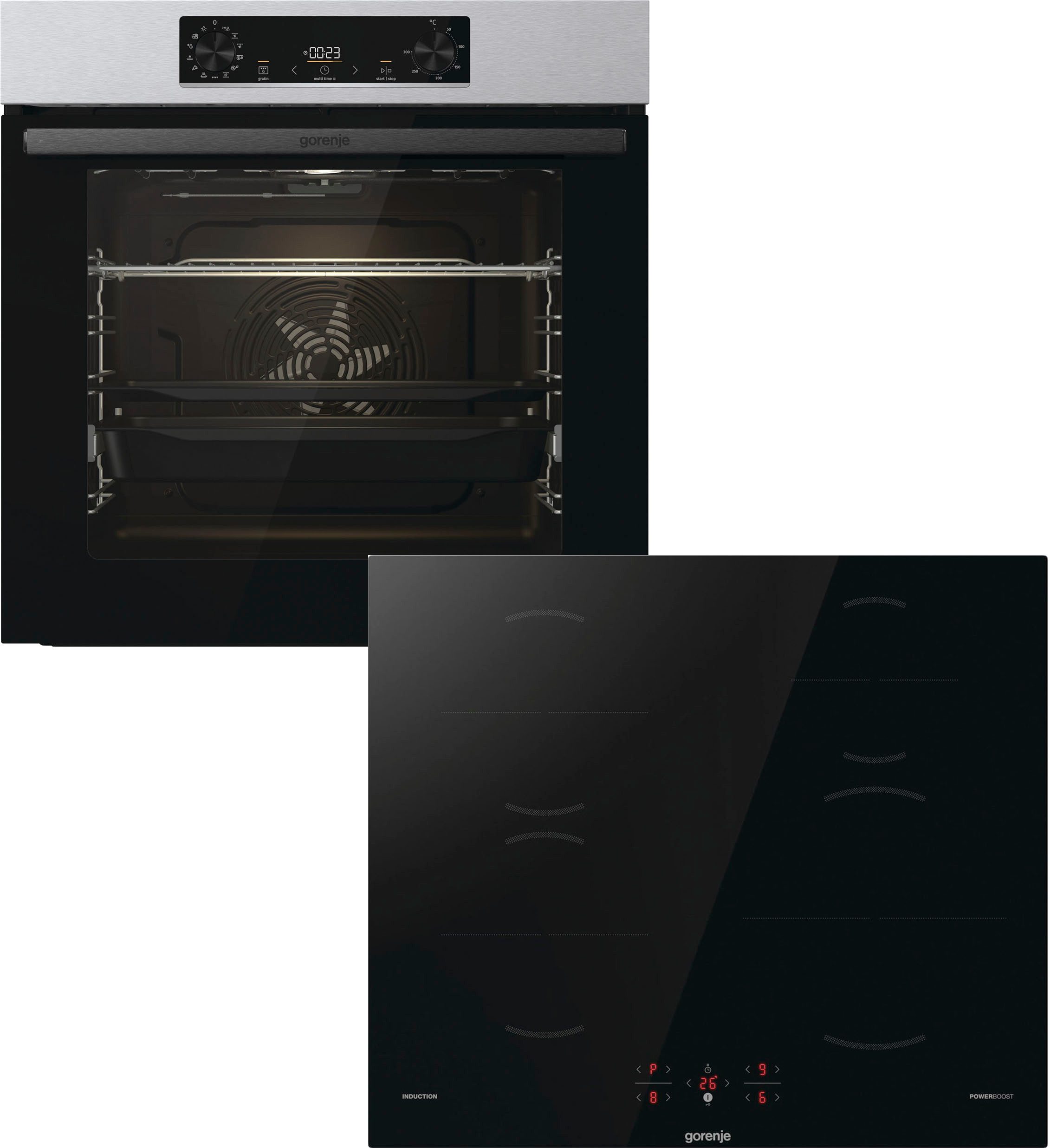 GORENJE Backofen-Set Pacific Backofen-Set Basic Induktion 2021, mit 1-fach-Teleskopauszug, Aqua Clean, Pizzafunktion mit 300 °C – perfekt für Pizza, Focaccia und mehr!