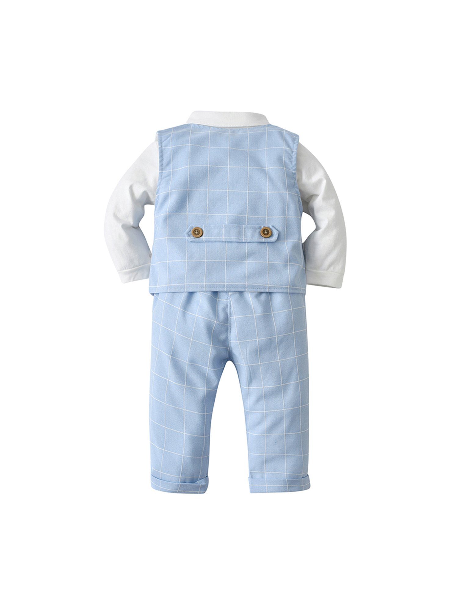 Lapastyle Anzug Baby Jungen Blau Hose, dreiteiliges Set Weste, Langarm-Shirt