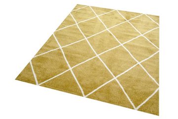 Teppich Teppich Skandinavischer Stil Rautenmuster gold creme weiß, TeppichHome24, rechteckig
