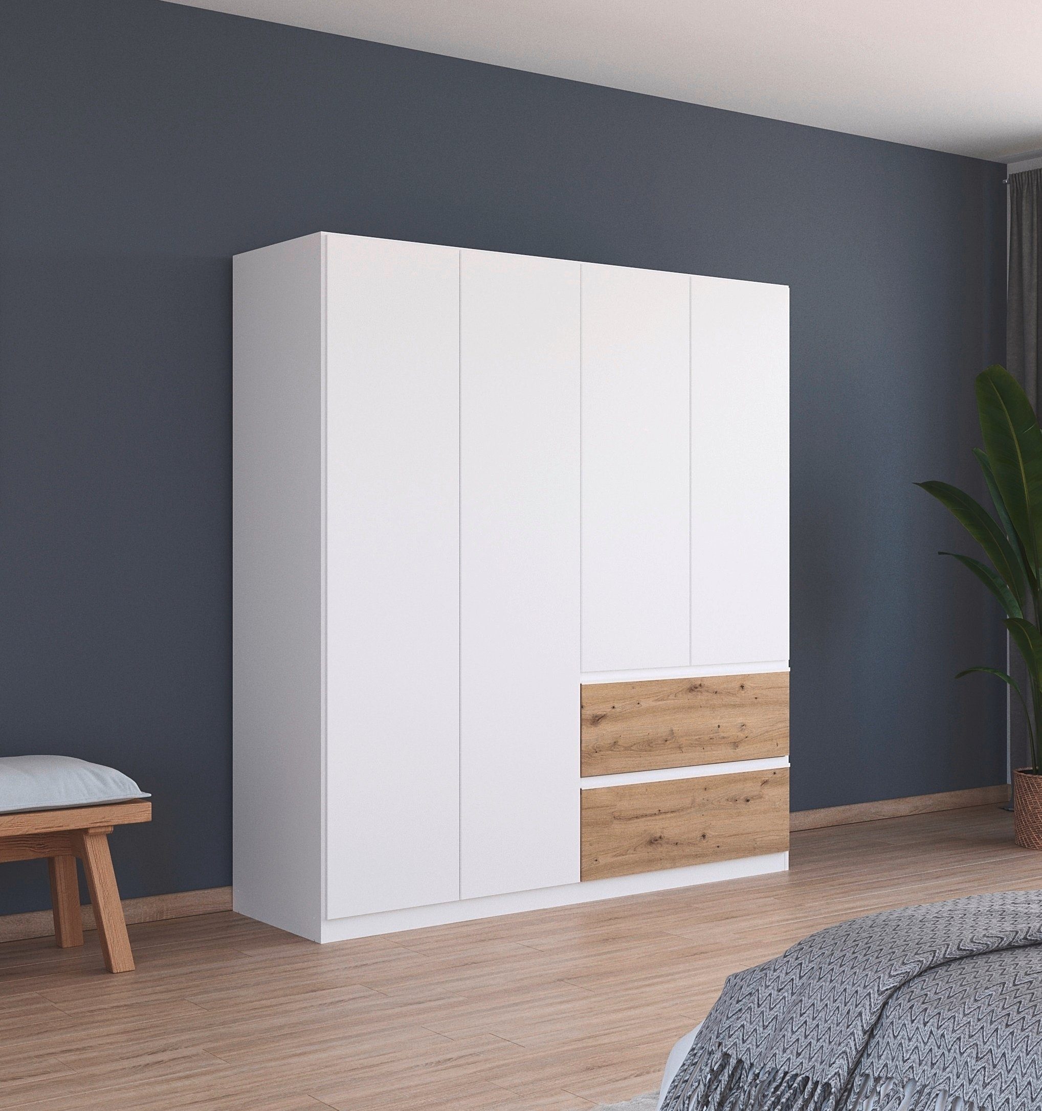 rauch Drehtürenschrank Kleiderschrank Schrank Garderobe COSTA in den Breiten 91/136/181 cm (in 3 Ausstattungen BASIC/CLASSIC/PREMIUM) viel Platz, grifflose Front und Push-to-Open Funktion MADE IN GERMANY