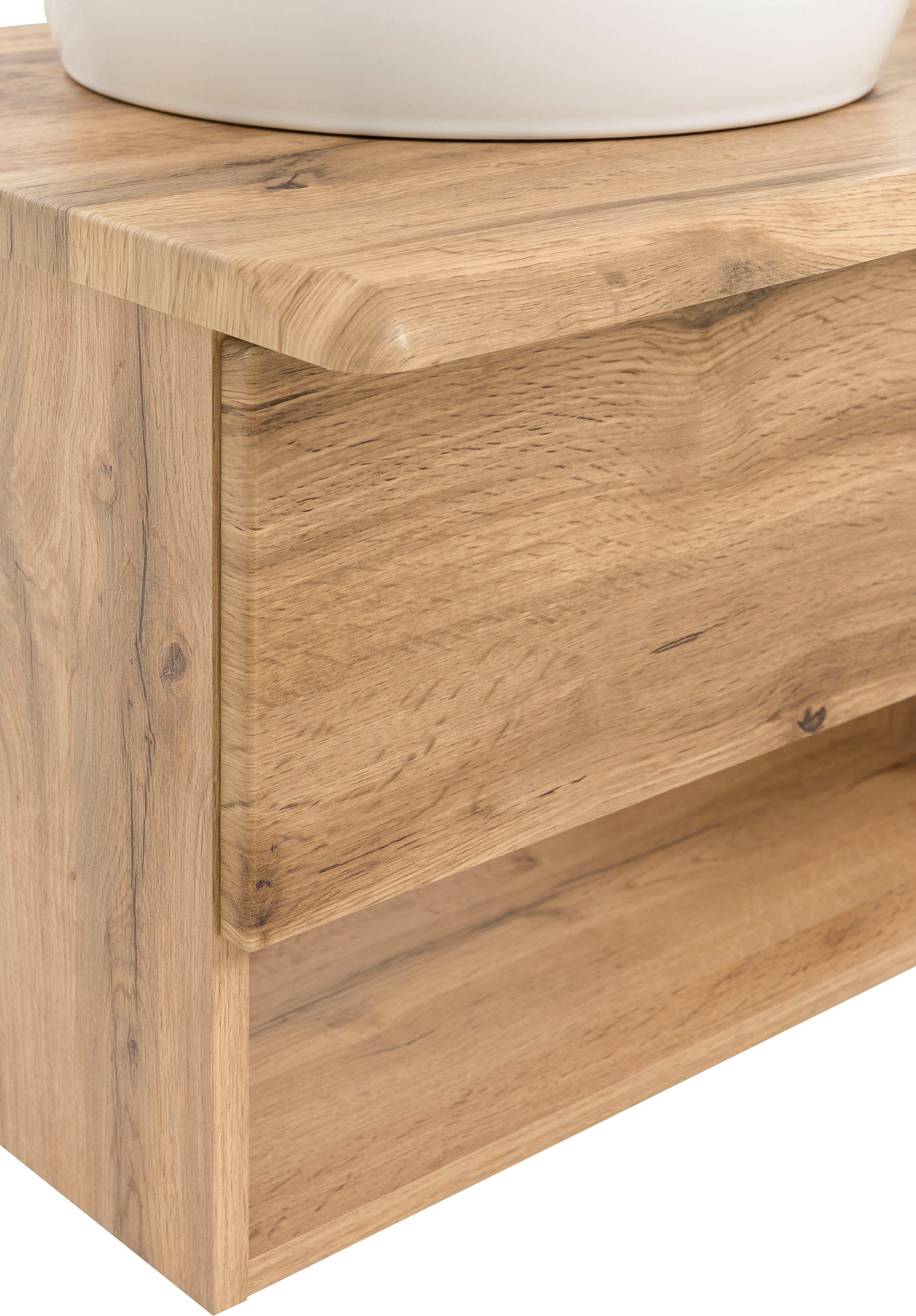 welltime Waschbeckenunterschrank Stubach Bad Schrank, Abdeckplatte mit Baumkante, Breite 60 cm – Bild 5 von 5