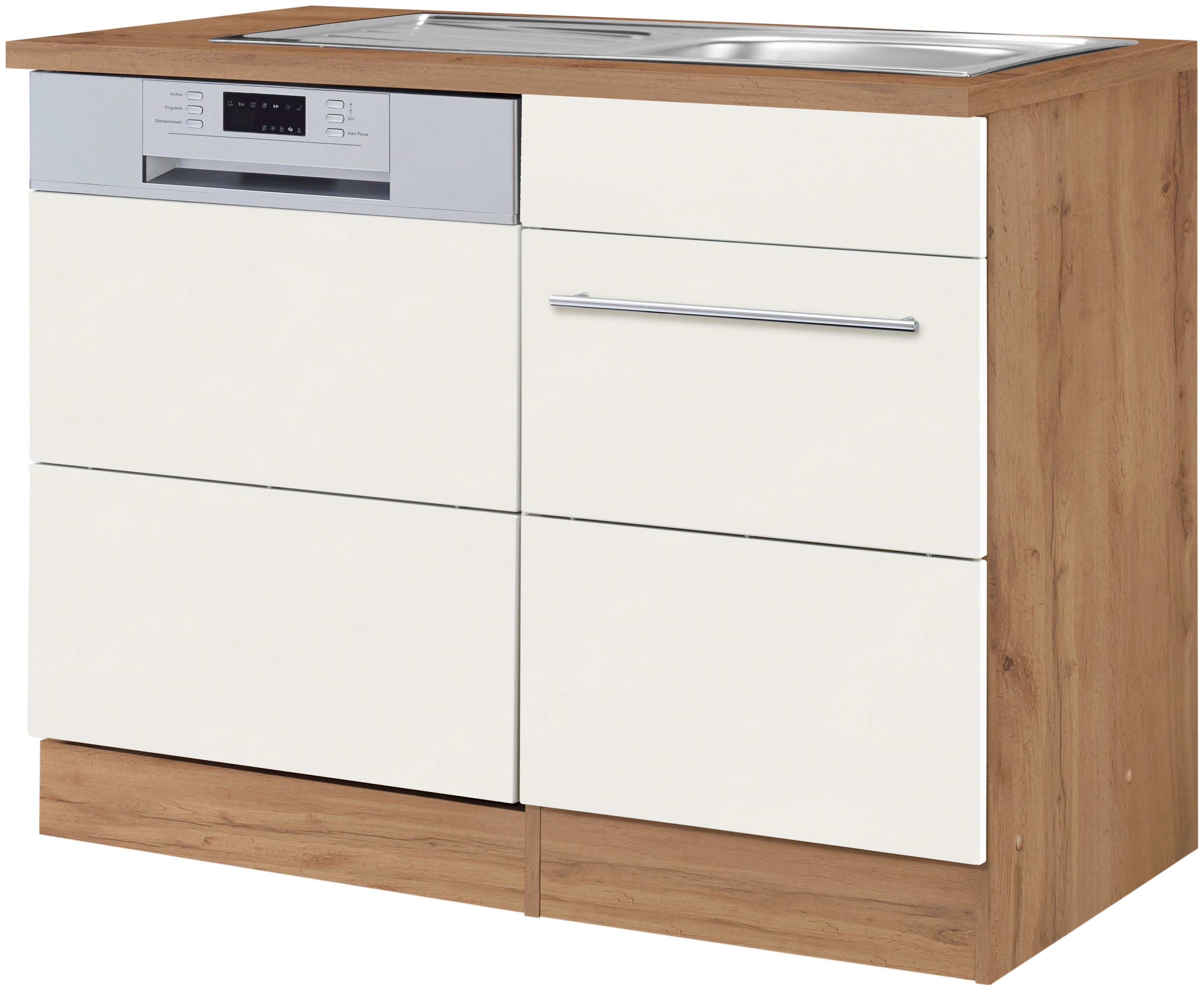 Kochstation Spülenschrank KS-Wien Breite 110 cm, inkl. Möbelfront für teilintegrierbaren Geschirrspüler