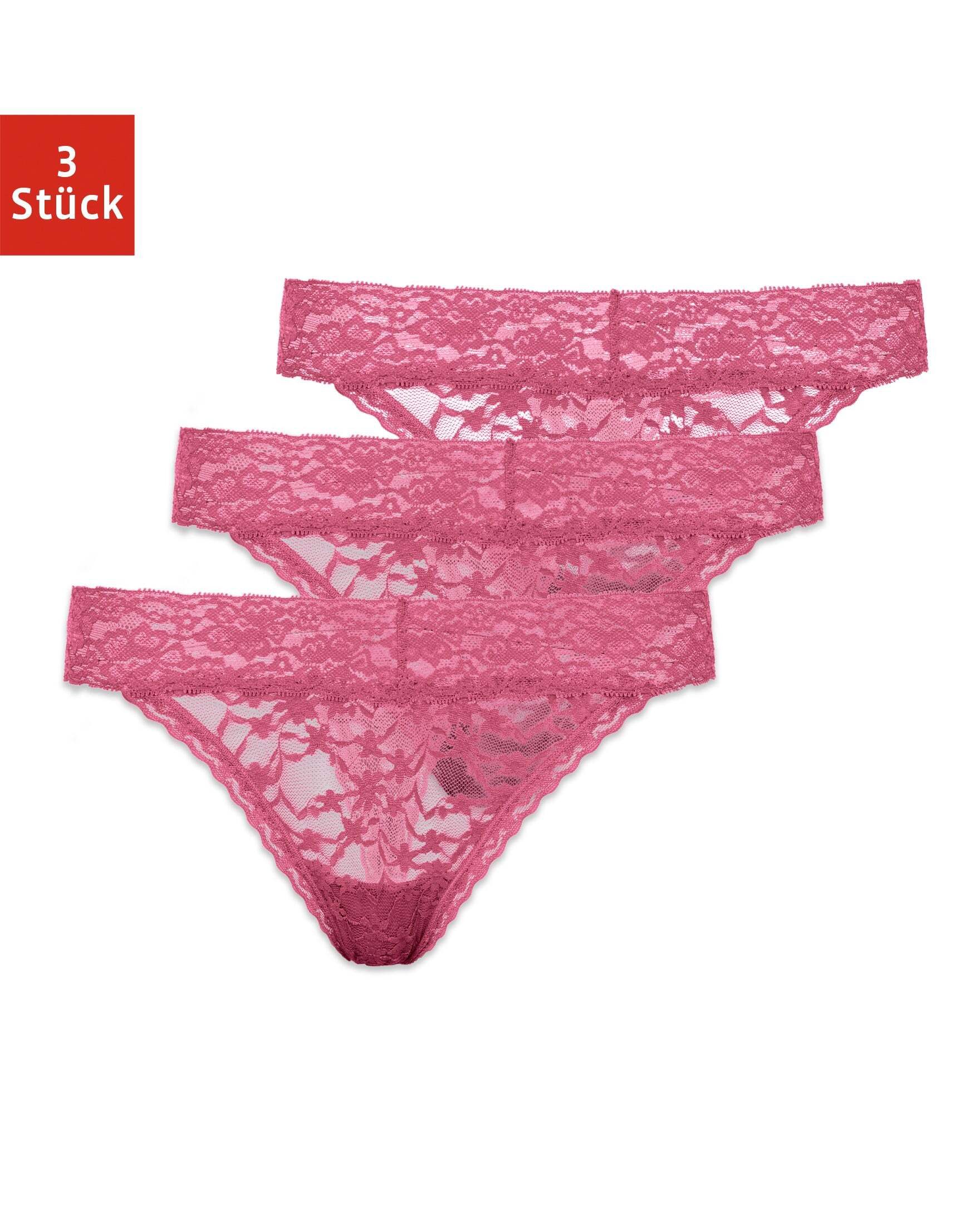 SNOCKS Tanga String Damen Unterhose (3-St) vollständig aus Spitze, Zwickel aus 100% Bio-Baumwolle