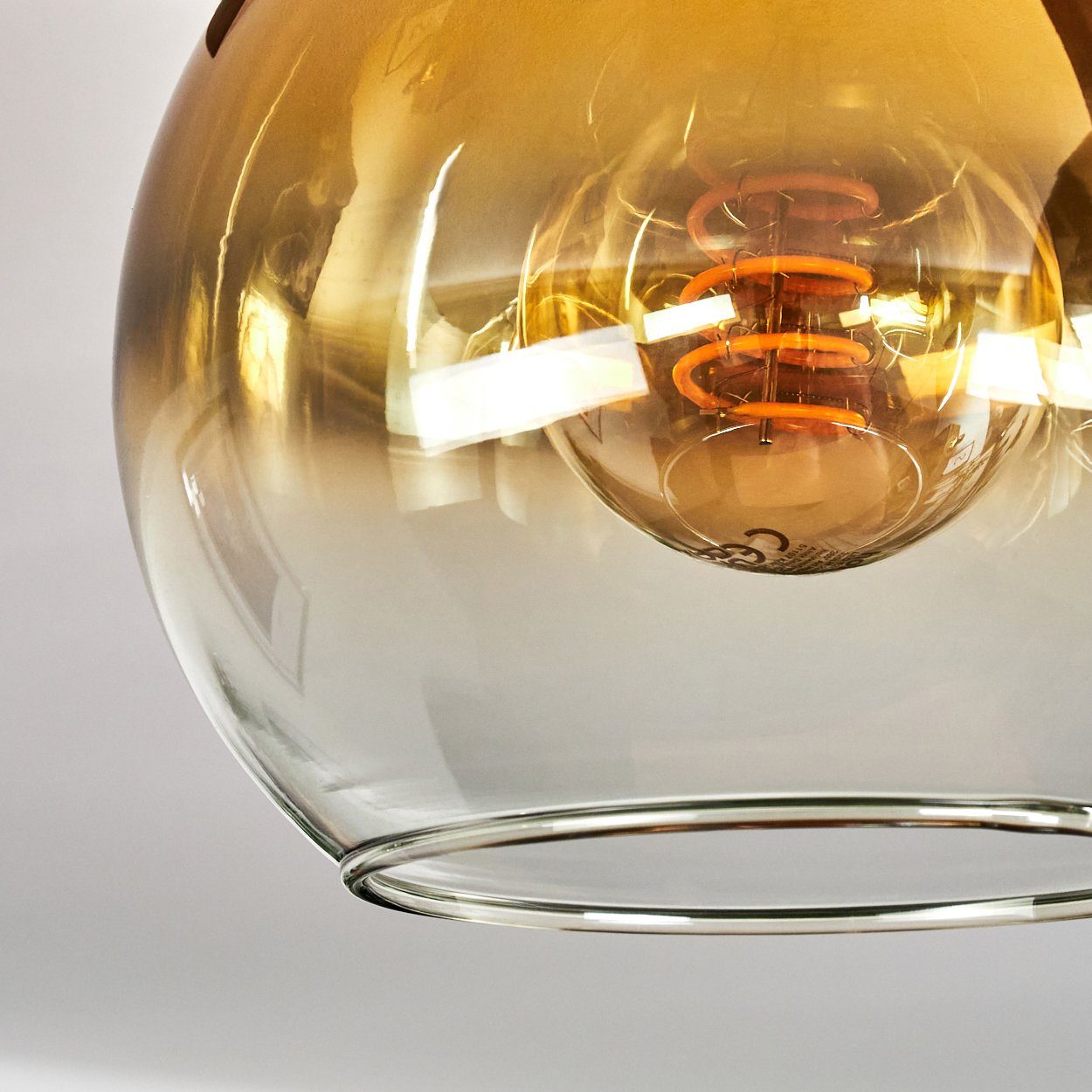 Deckenlampe Deckenleuchte Leuchtmittel E27, und Leuchtmittel, 2x Ø15cm, Holzbalken aus Metall/Holz/Glas ohne Glasschrimen ohne in Schwarz/Natur/Goldfarben/Klar, hofstein