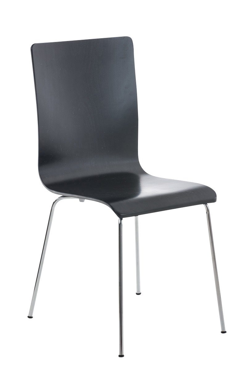 TPFLiving Besucherstuhl Peppo mit ergonomisch geformter Sitzfläche - Konferenzstuhl (Besprechungsstuhl - Warteraumstuhl - Messestuhl), Gestell: Metall chrom - Sitzfläche: Holz schwarz