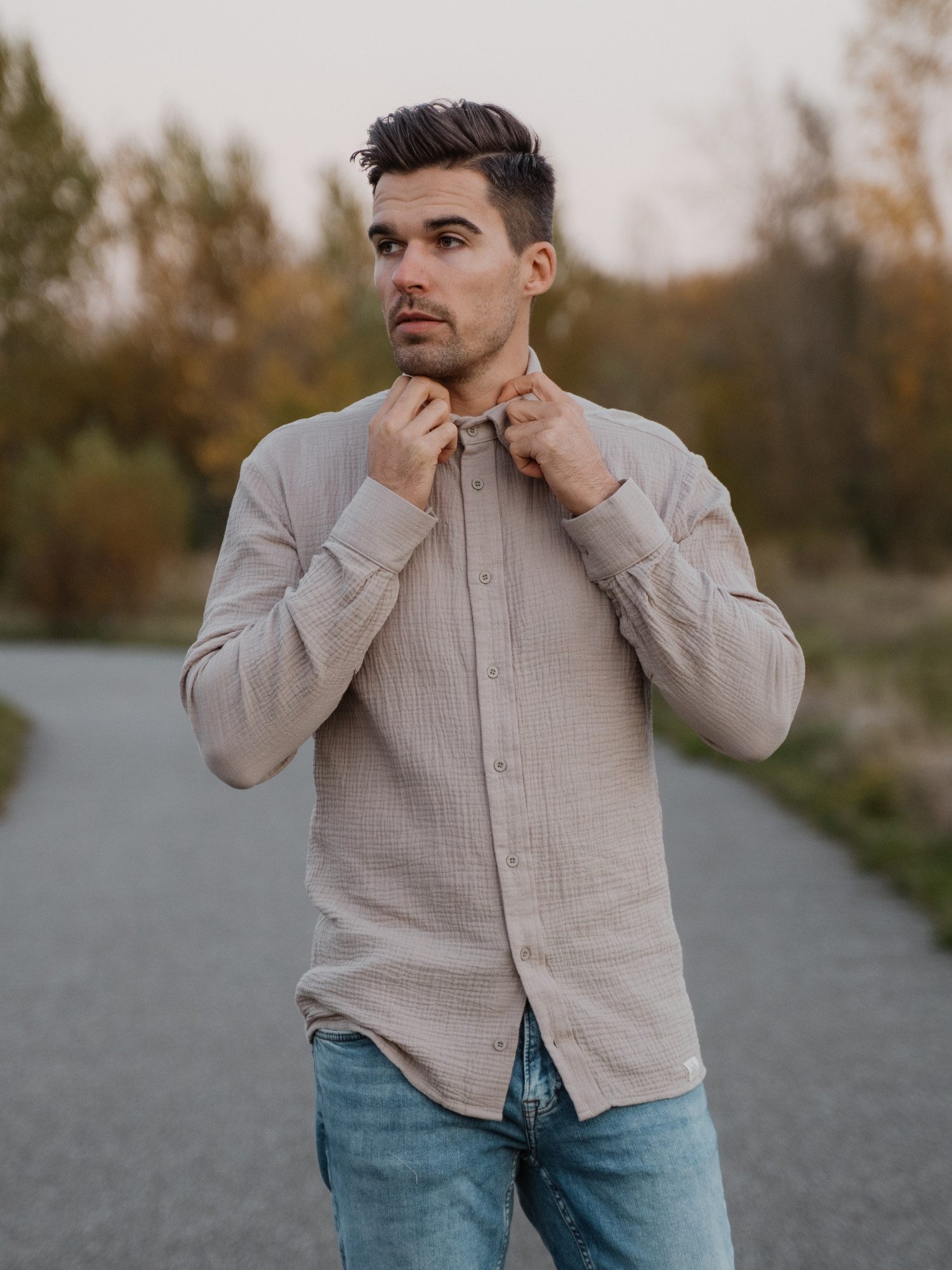 hutch&putch Langarmhemd Musselin Herrenhemd - Business günstig online kaufen