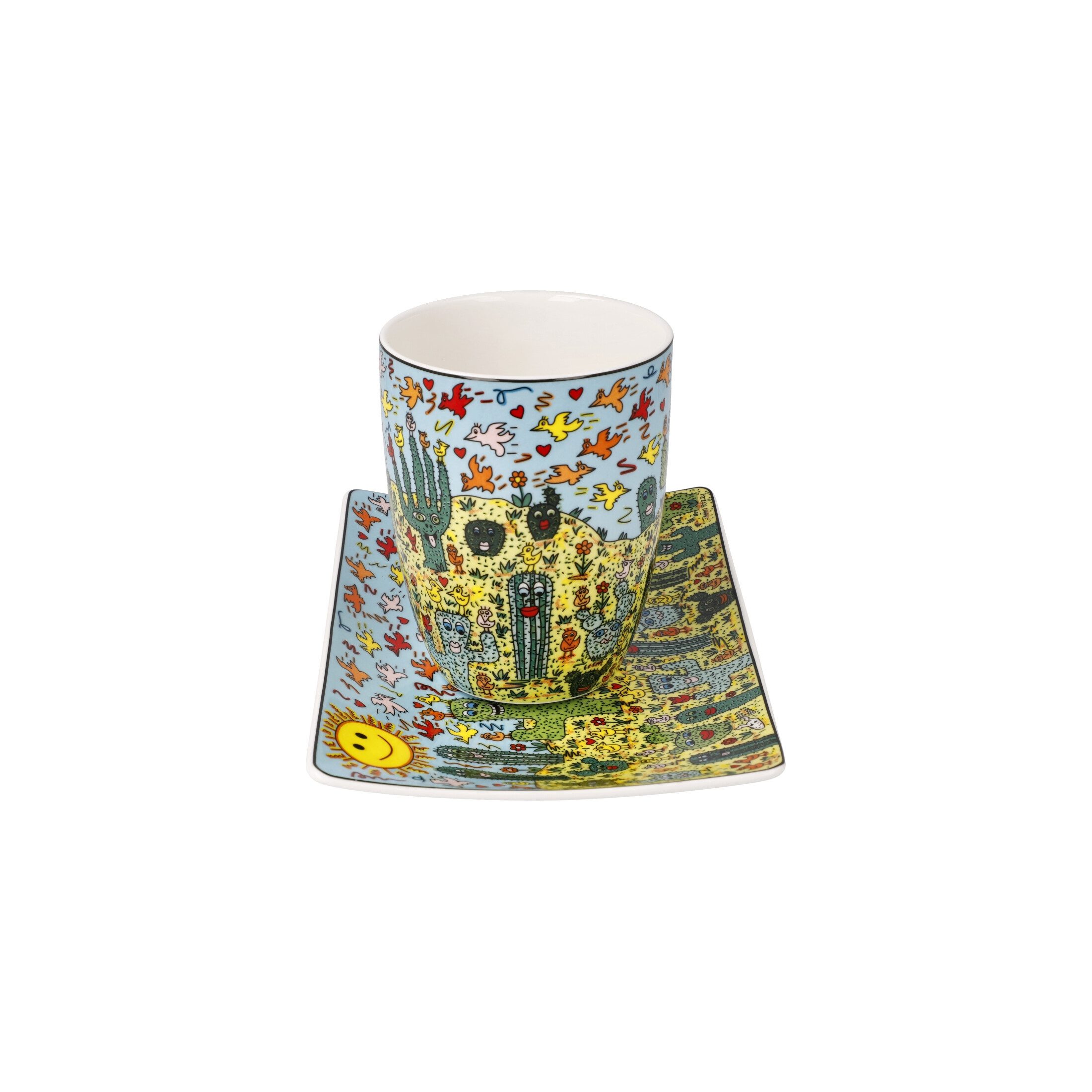 Goebel Tasse James Rizzi, Porzellan, Spülmaschinengeeignet, Mehrfarbig, Kakteen, H: 12cm