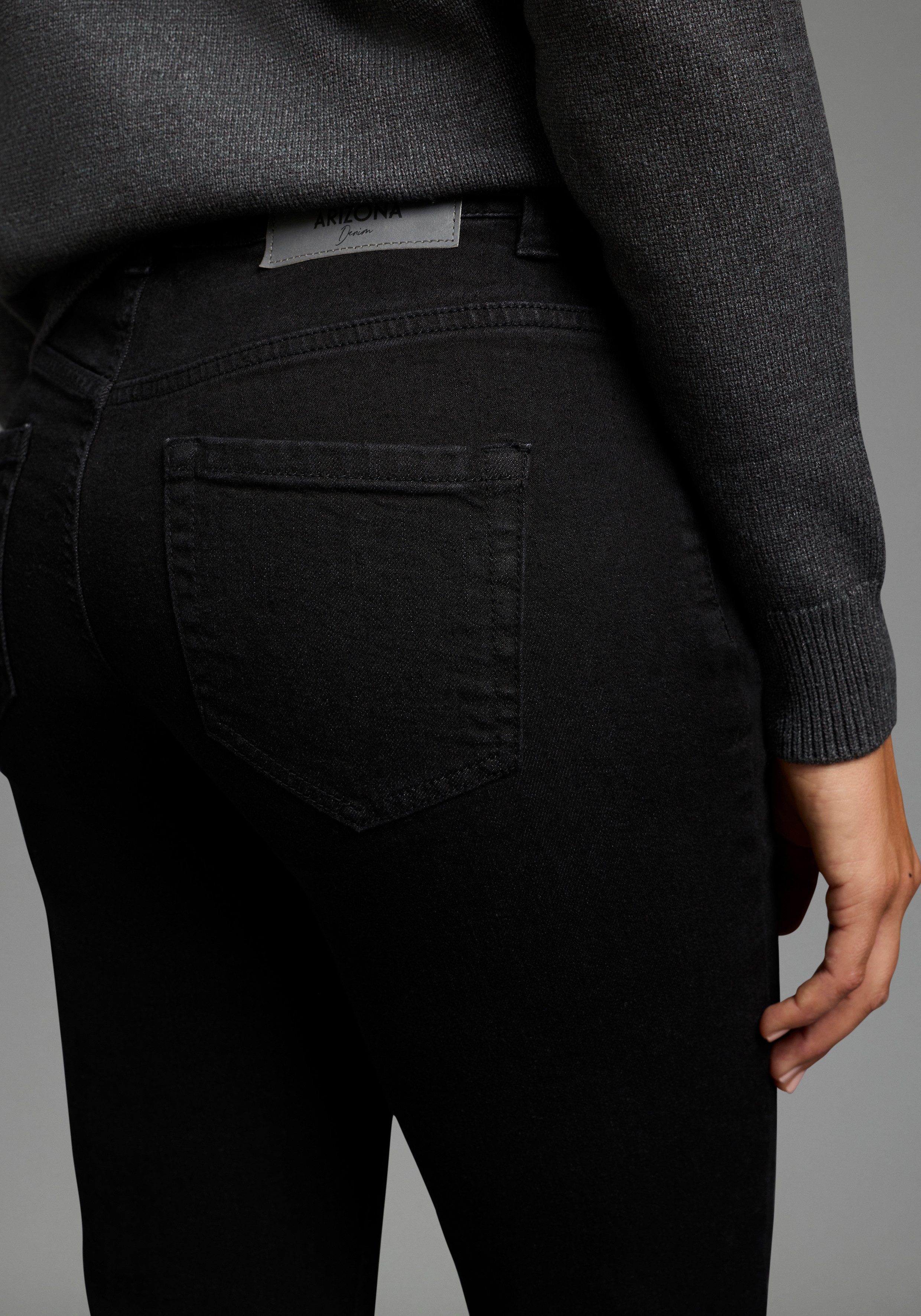 Arizona Bootcut-Jeans Bund mit seitlichem Gummizugeinsatz hohe Leibhöhe, Bootcut, mit Stretch, klassischer 5-Pocket-Style
