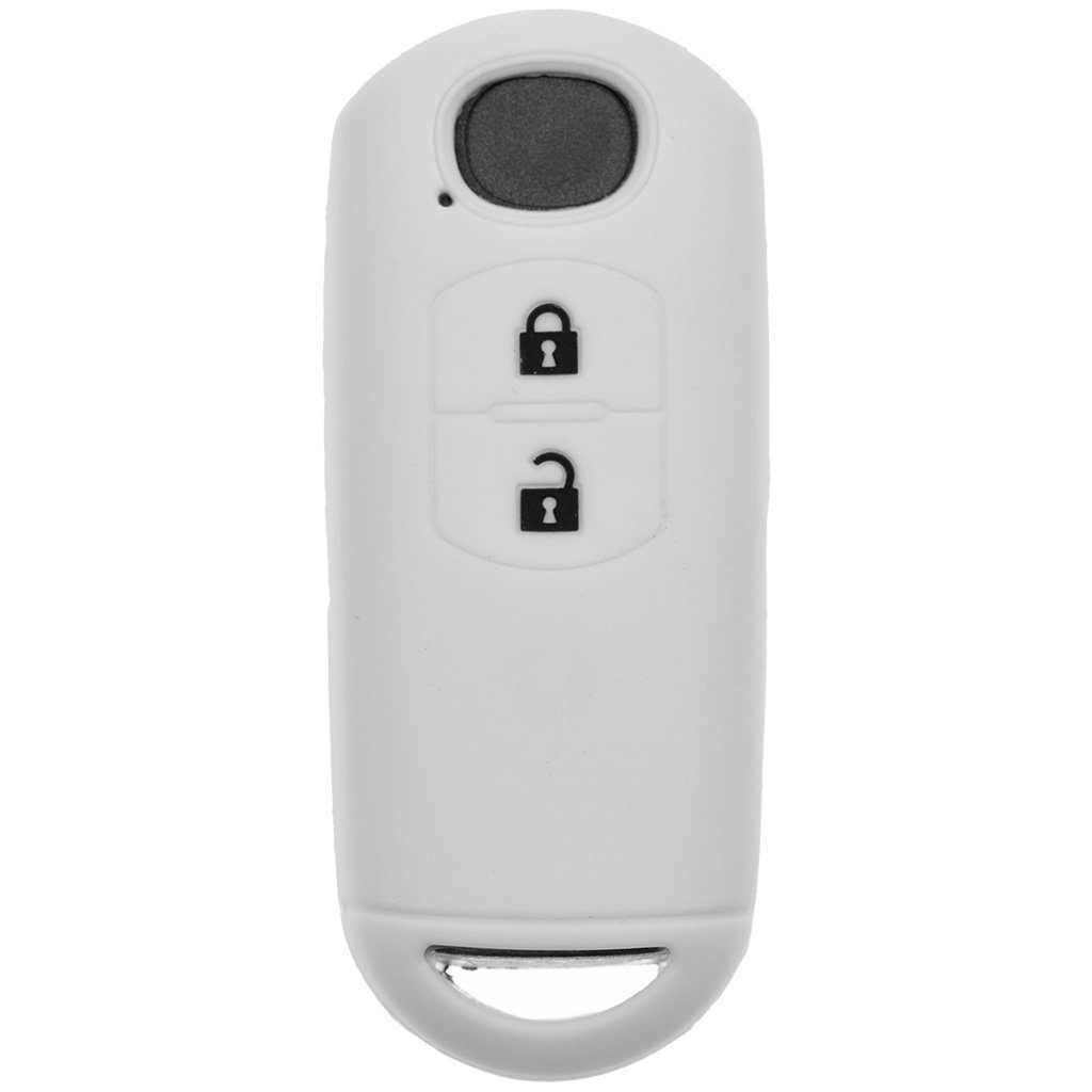mt-key Schlüsseltasche Autoschlüssel Softcase Schutzhülle SMARTKEY CX-3 Tasten Tasten Mazda 2 3 2 6 KEYLESS 2 für MX-5 CX-5 Weiß, Silikon
