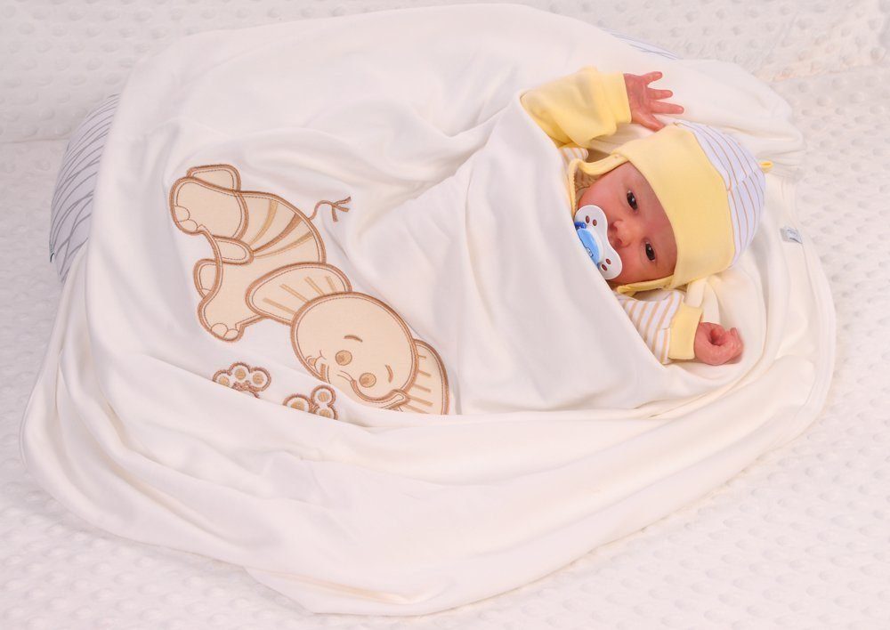 Babydecke Baby Decke Kinderwagendecke 95 x 75 cm Wagendecke, La Bortini, mit Applikation