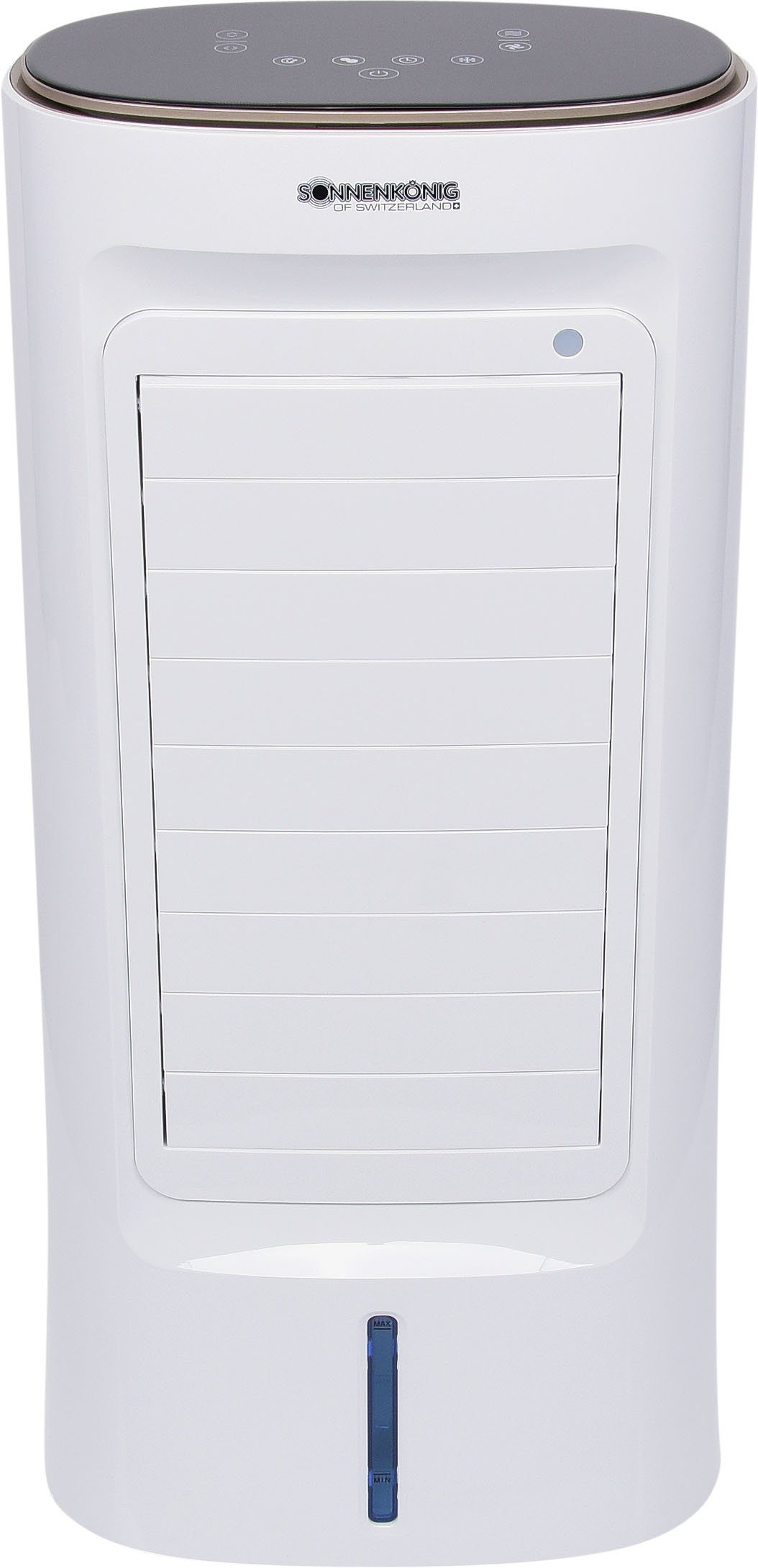 Sonnenkönig Standventilator Air Fresh 7, Leistung 90/100W, Kühlen-Funktion, Befeuchtungs-Funktion, 9h Timer, Fernbedienung, Überhitzungsschutz, 4 Ventilationsstufen